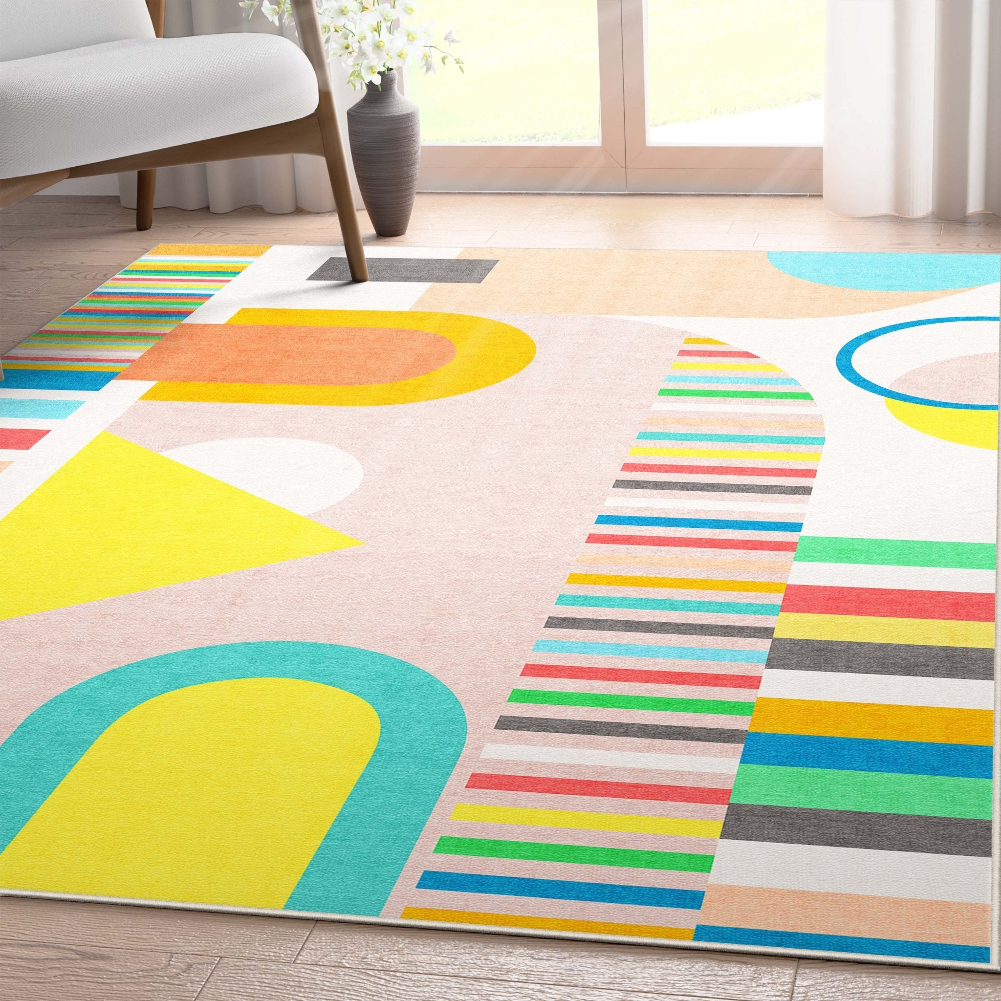 Apollo Geometric Modern Shapes Multi Color Rug for Living Room, Bedroom, Kitchen & Office、mySite、gigharbornorthrealestate