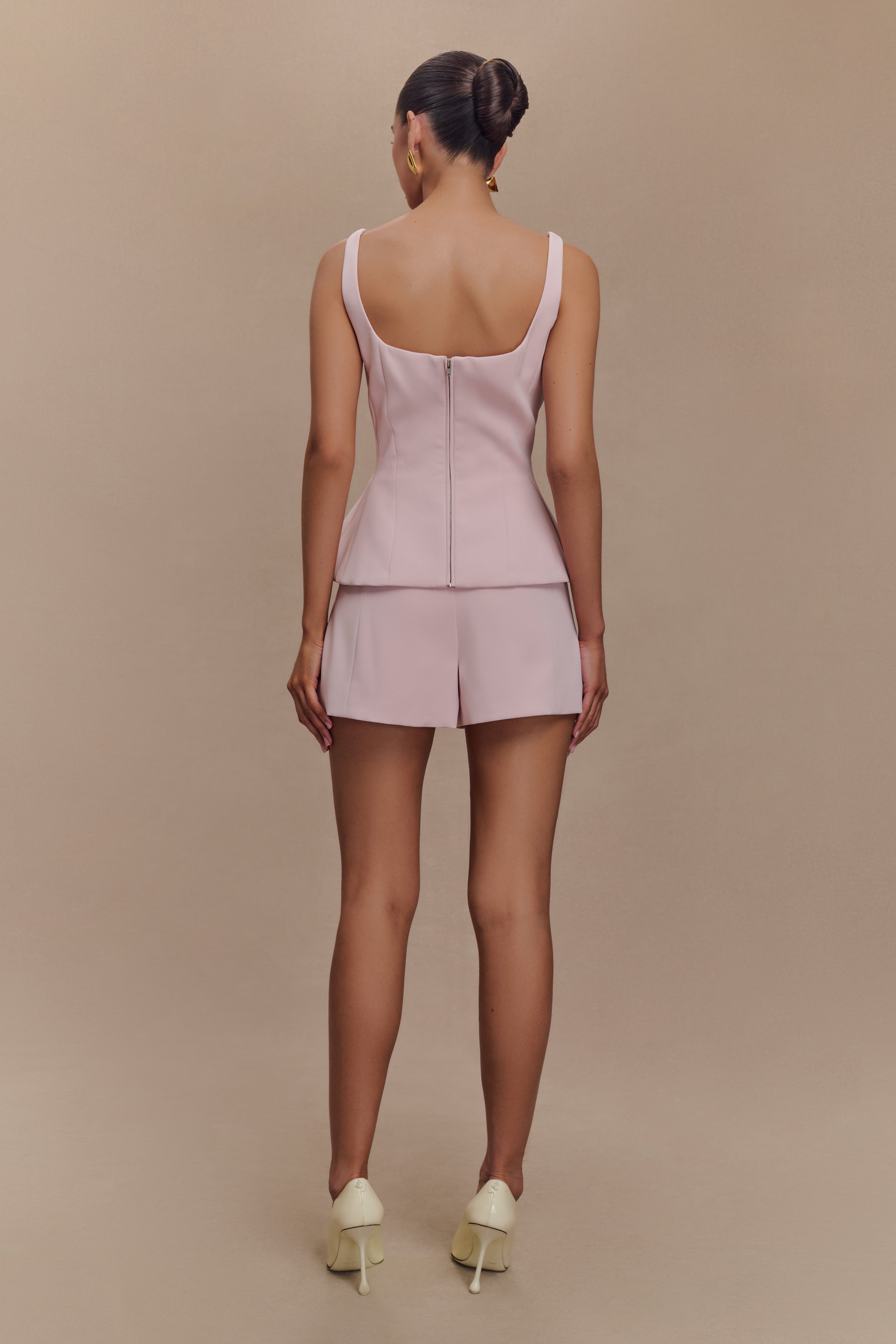 Korrie Suiting Peplum Top - Powder Pink、mySite、solidvoid