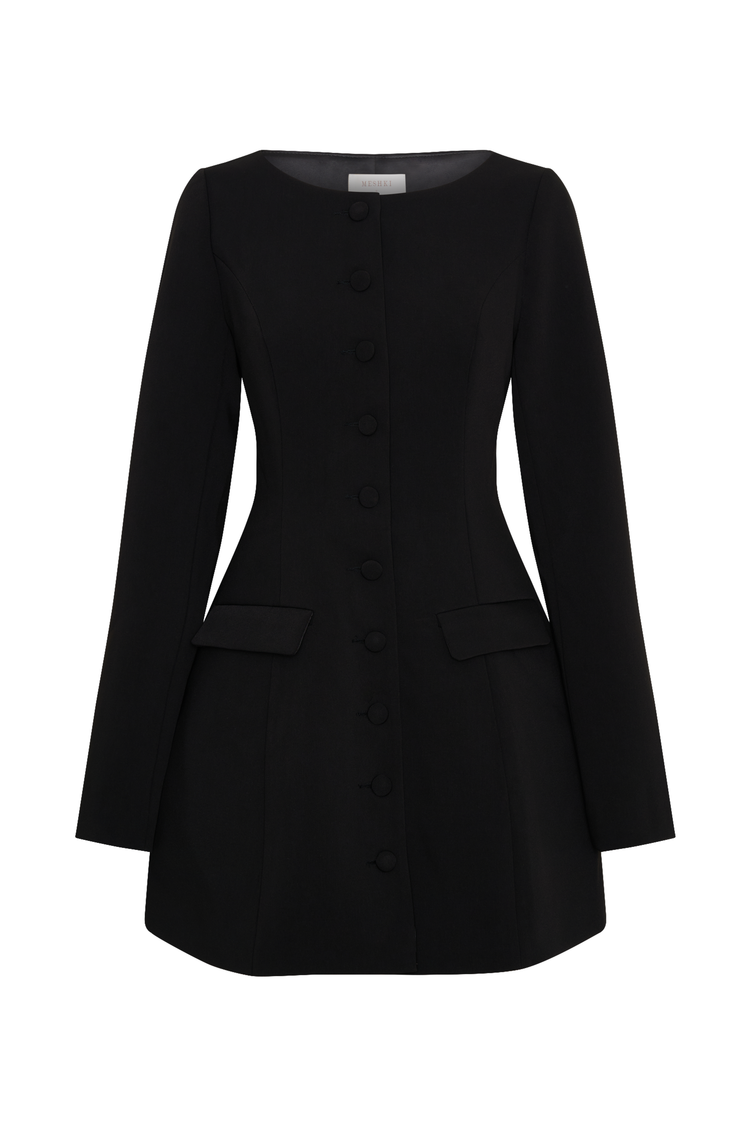 Jolie Boat Neck Suiting Mini Dress - Black、mySite、solidvoid