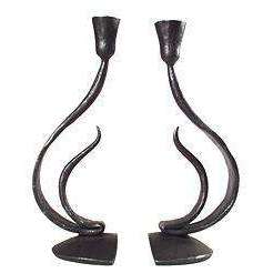 Blackthorne Forge Iron Curved Candlesticks Pair、mySite、topwebapps