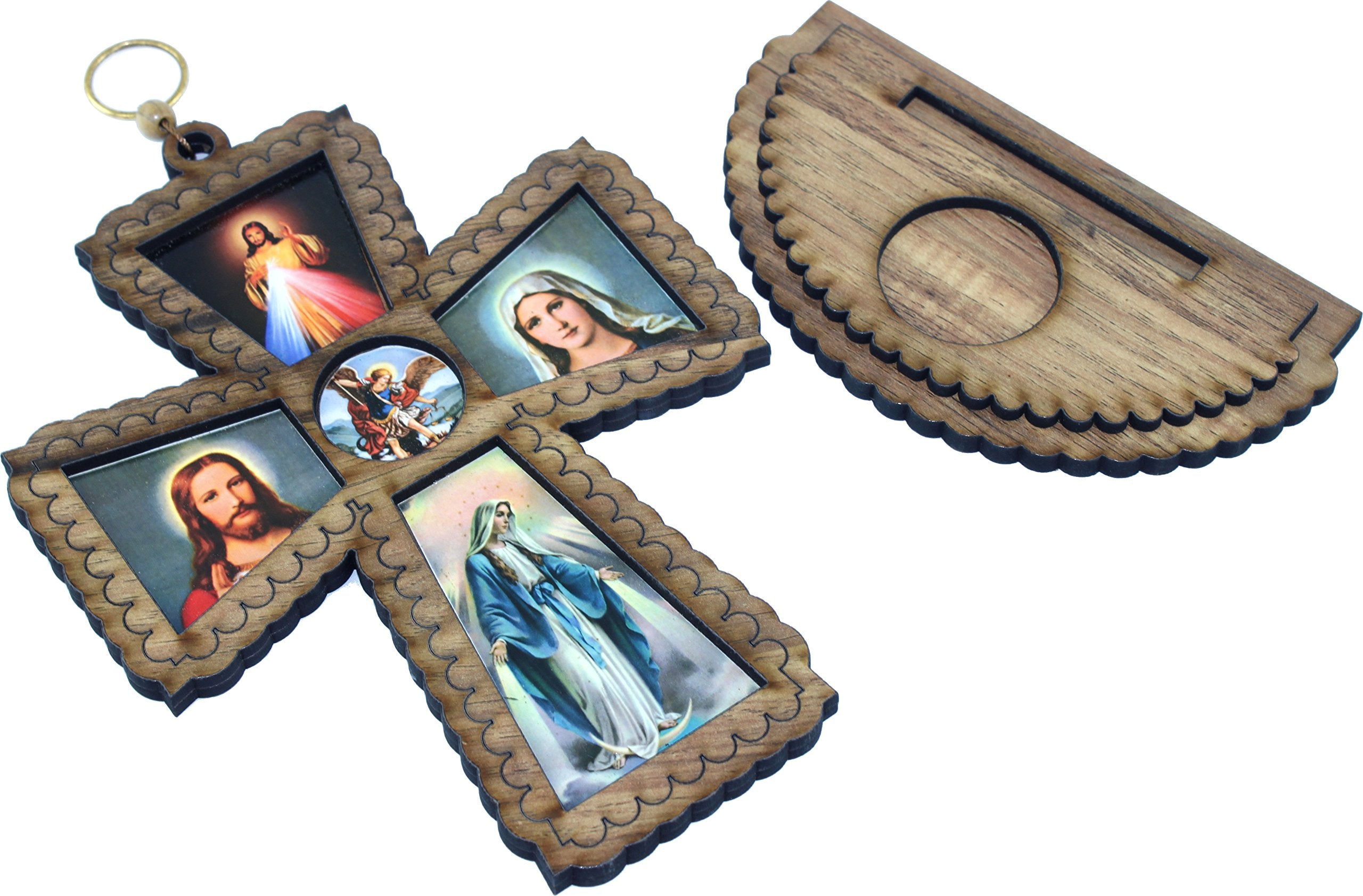  Cross with Candle stand showing holy images or pictures. Can hang or stand on table ( 8 Inches )、mySite、elrpsem3k