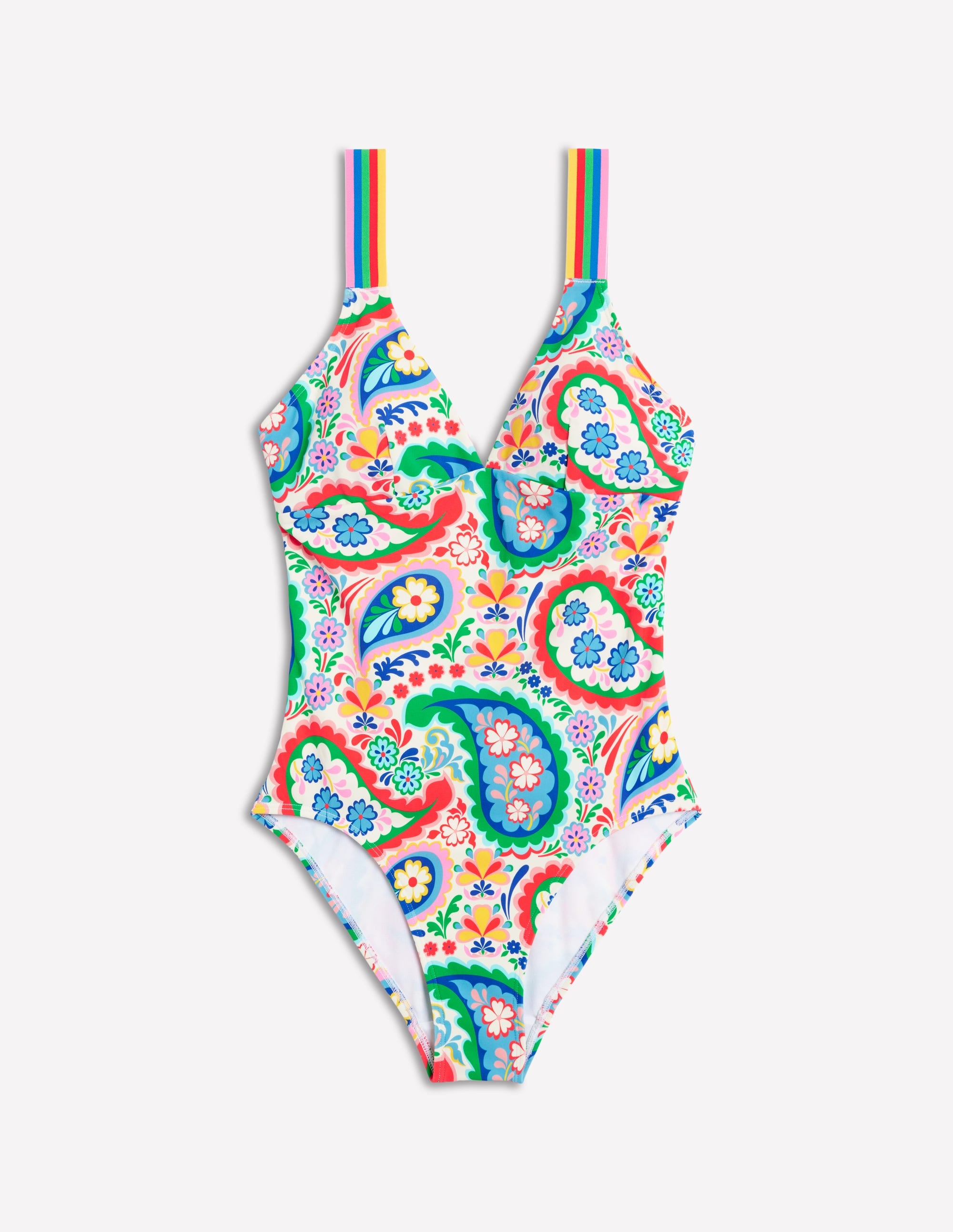  Stripe Trim Swimsuit-Multi, Meadow Paisley、mySite、ashleygrahame