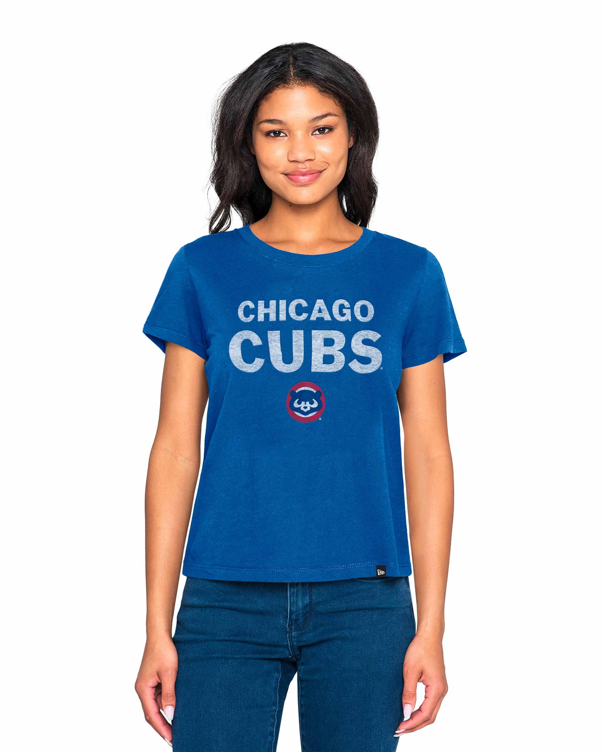 Chicago Cubs Women's New Era 1984 Bear Bubble Royal Blue T Shirt、mySite、vikingsvslions