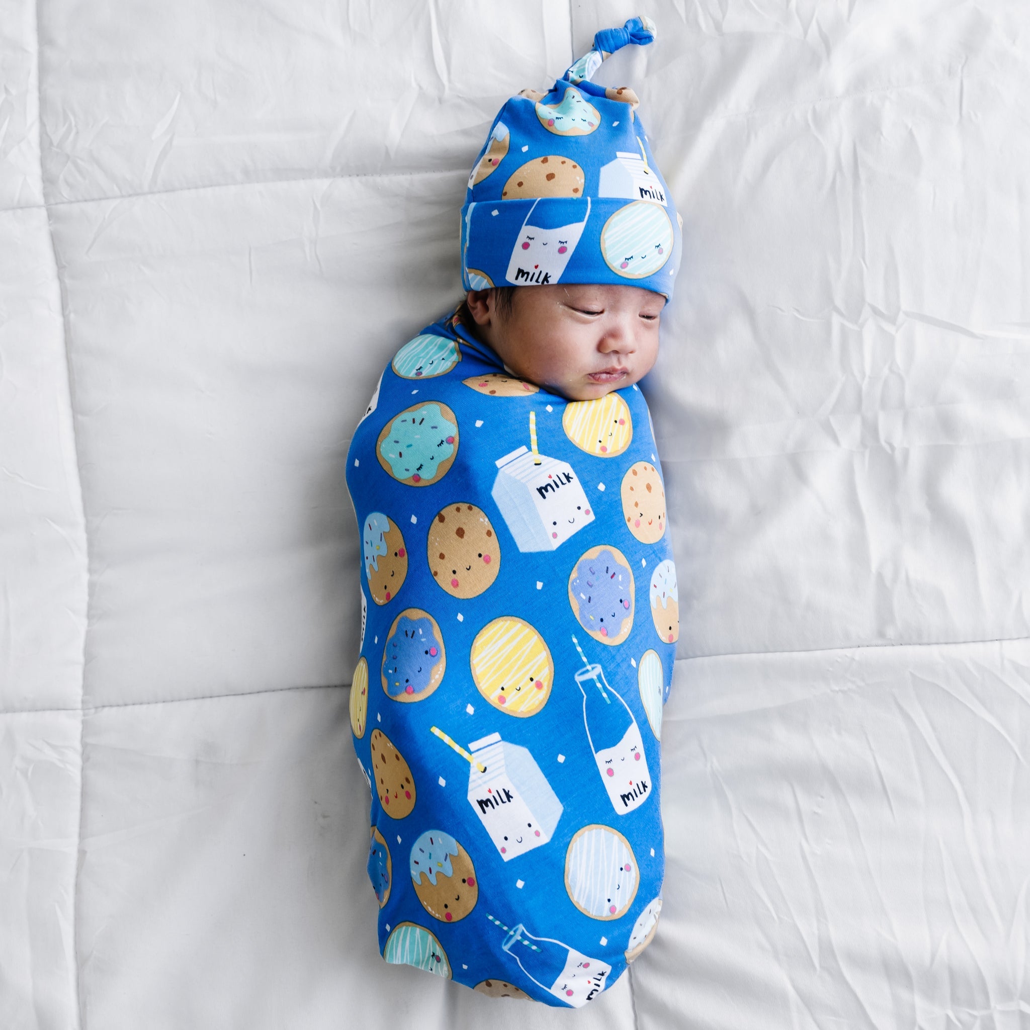  Blue Cookies & Milk Swaddle & Hat Set、mySite、layawaytickets