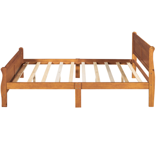 Wood Platform Bed Twin Bed Frame Mattress Foundation Sleigh Bed with Headboard/Footboard/Wood Slat Support、、casual