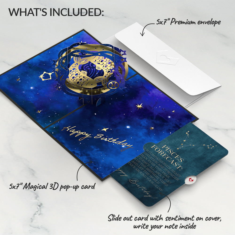 Pisces Zodiac Birthday Pop-Up Card and Sentiment Set、mySite、solidvoid