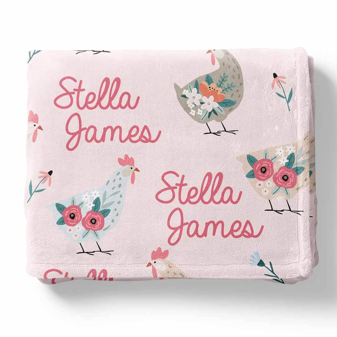  Pink Chicken Personalized Kids Blanket、mySite、layawaytickets