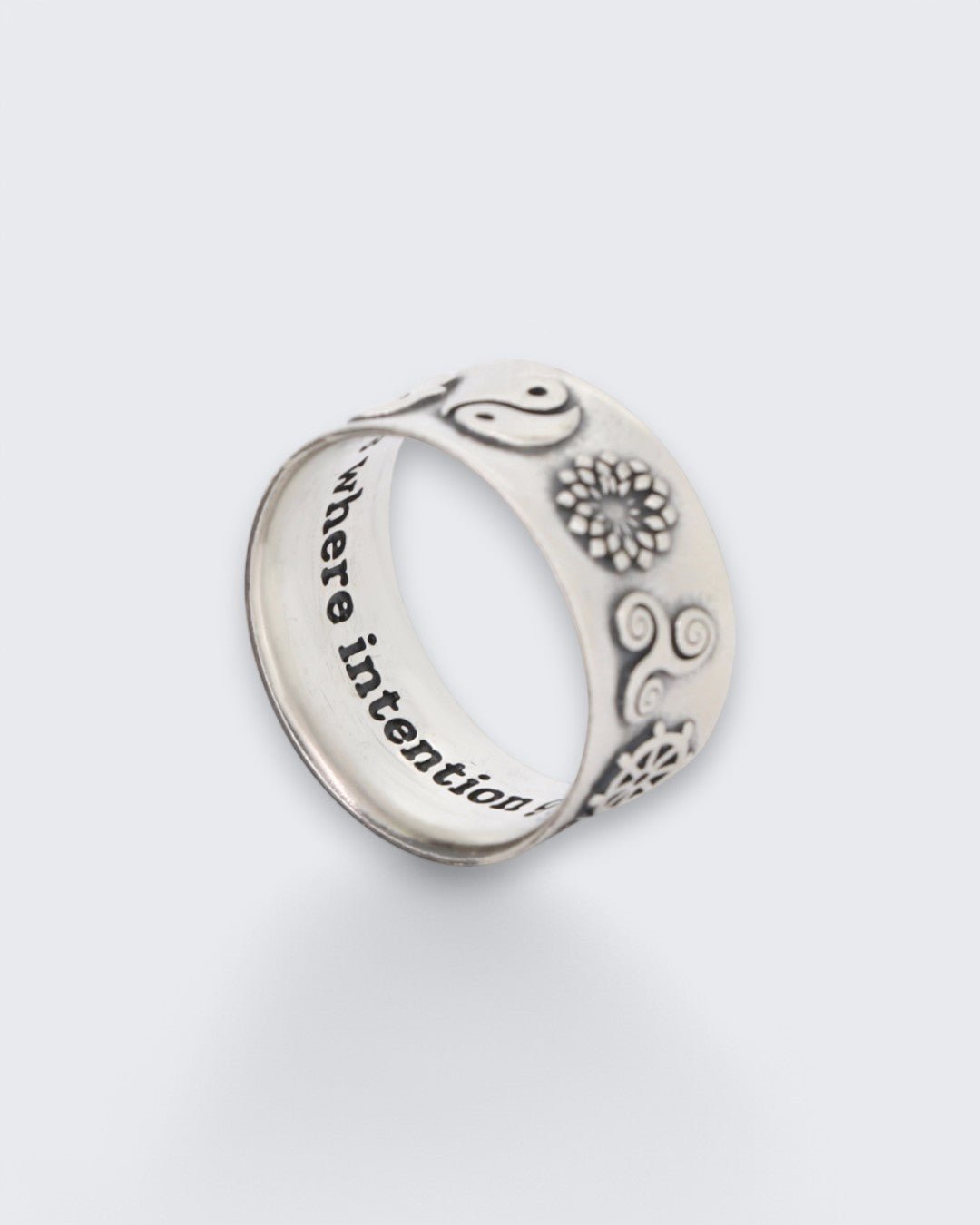 Meaningful Symbols Band Ring – Sterling Silver with Lotus, Om, Tree of Life, Hamsa, Yin Yang & More、mySite、topwebapps