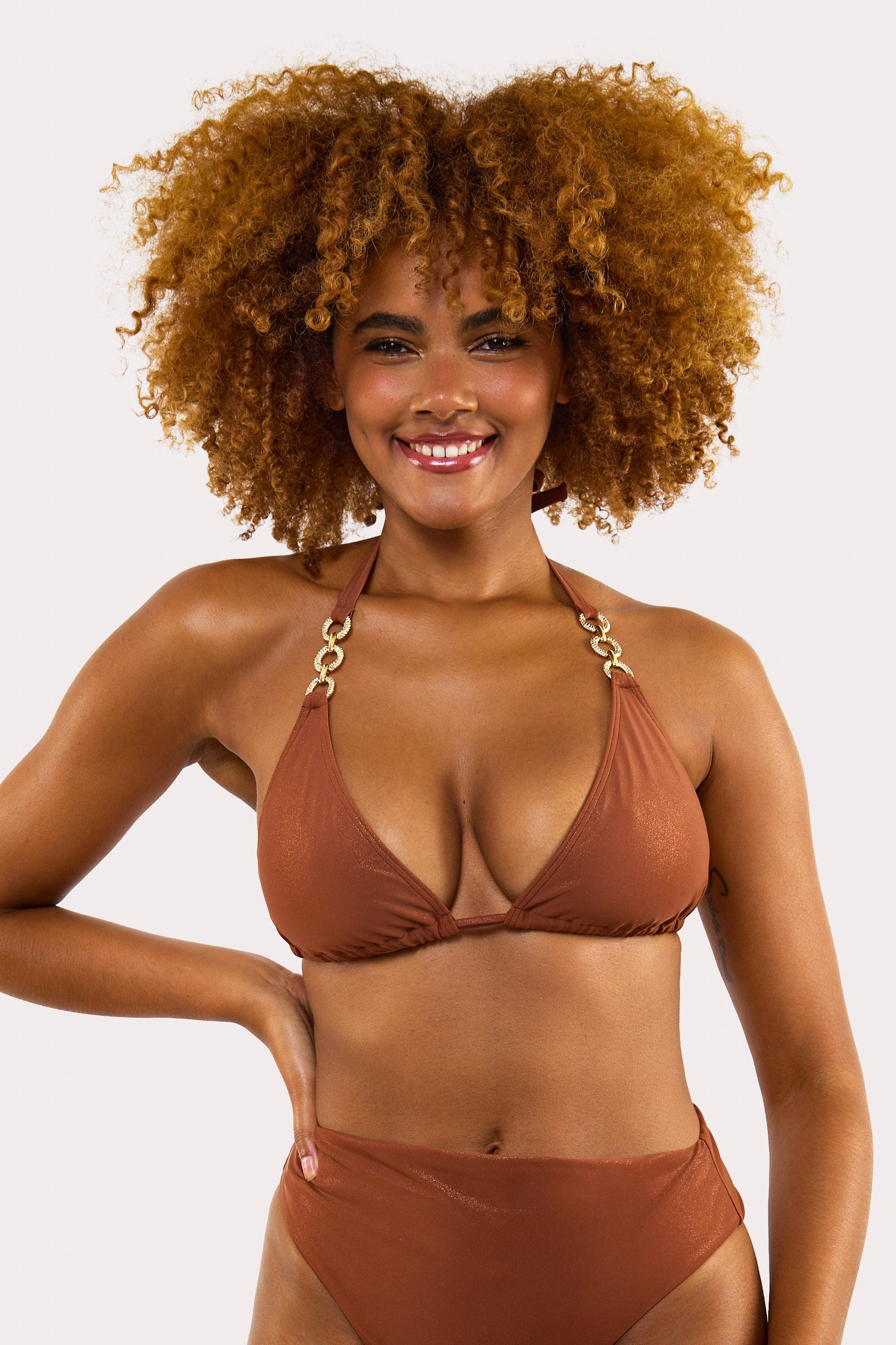 Morgan Bronze Glitter Mix & Match Fuller Bust Triangle Bikini Top、mySite、bengalsvssteelers