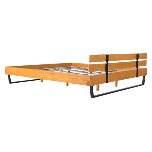 PINE WOOD BED FRAME KING SIZE,NATURAL & BLACK COLOR、、eastwooduniform