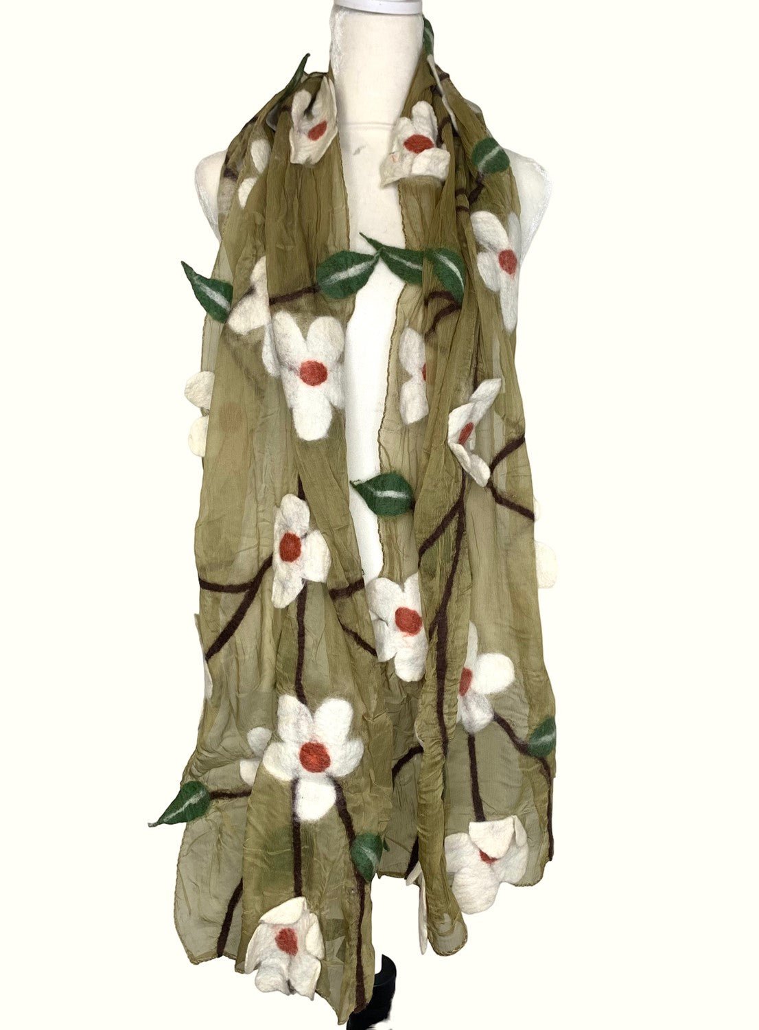  White Flower Blossom Scarf、mySite、elrpsem3k