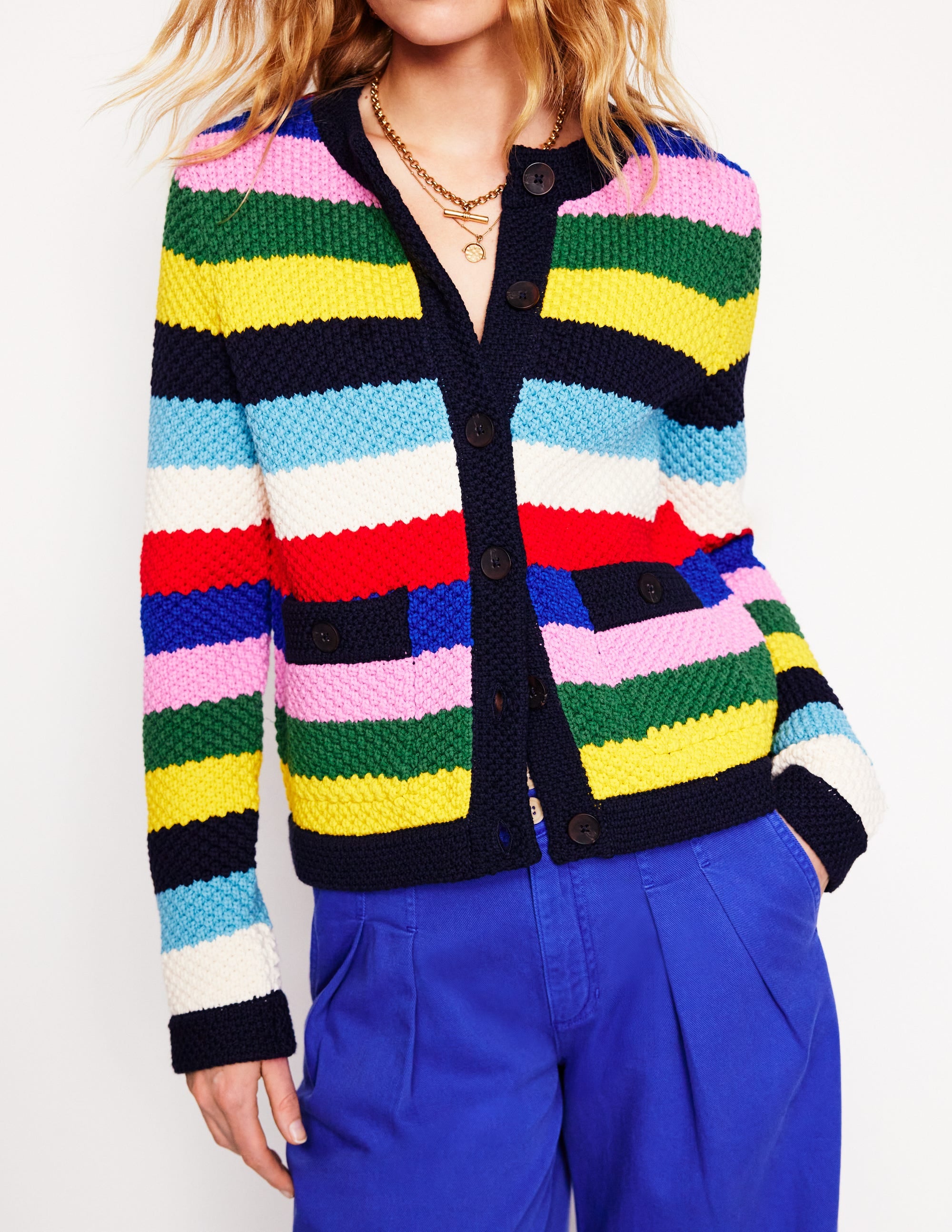  Libby Knitted Jacket-Poppy Red, Blue Multi、mySite、ashleygrahame
