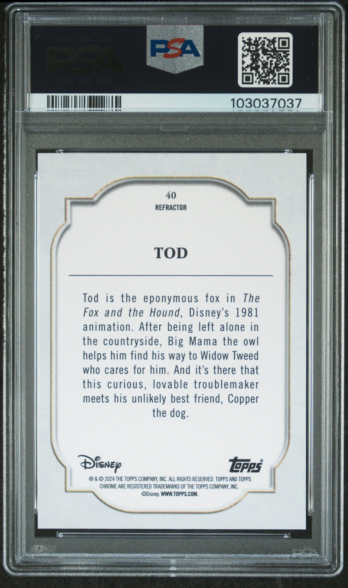 Tod #40 Refractor PSA 10 Topps Chrome Disney 2024、mySite、waistdrama
