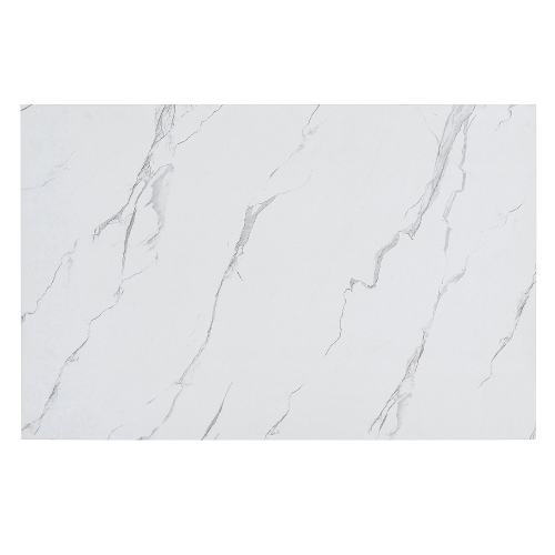 TREXM Faux Marble 5-Piece Dining Set Table with 4 Thicken Cushion Dining Chairs Home Furniture, White/Beige+Black、、casual