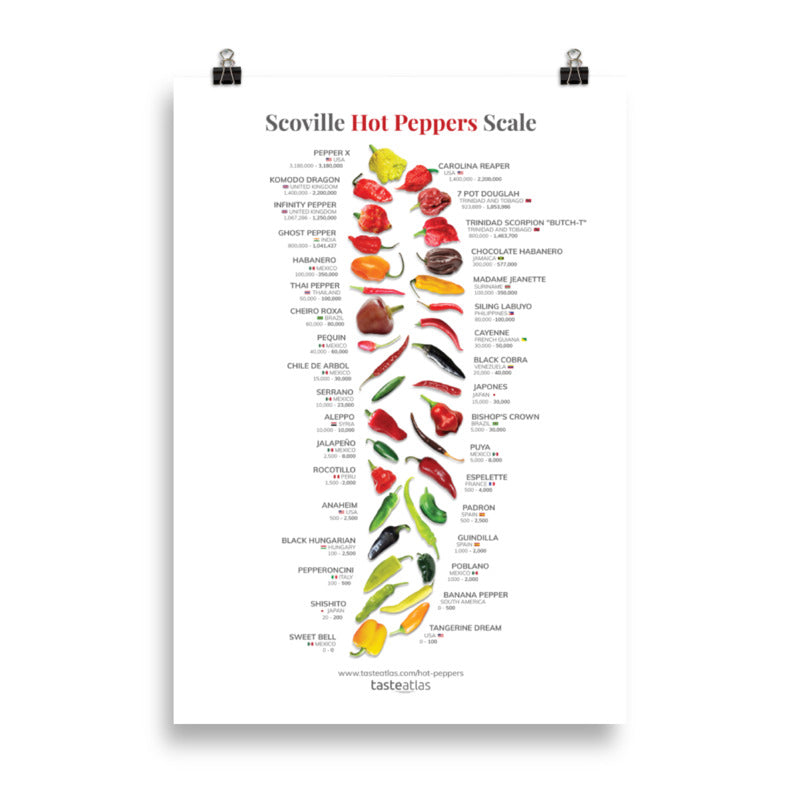 Scoville Hot Peppers Scale Poster (in)、mySite、camillekostekn