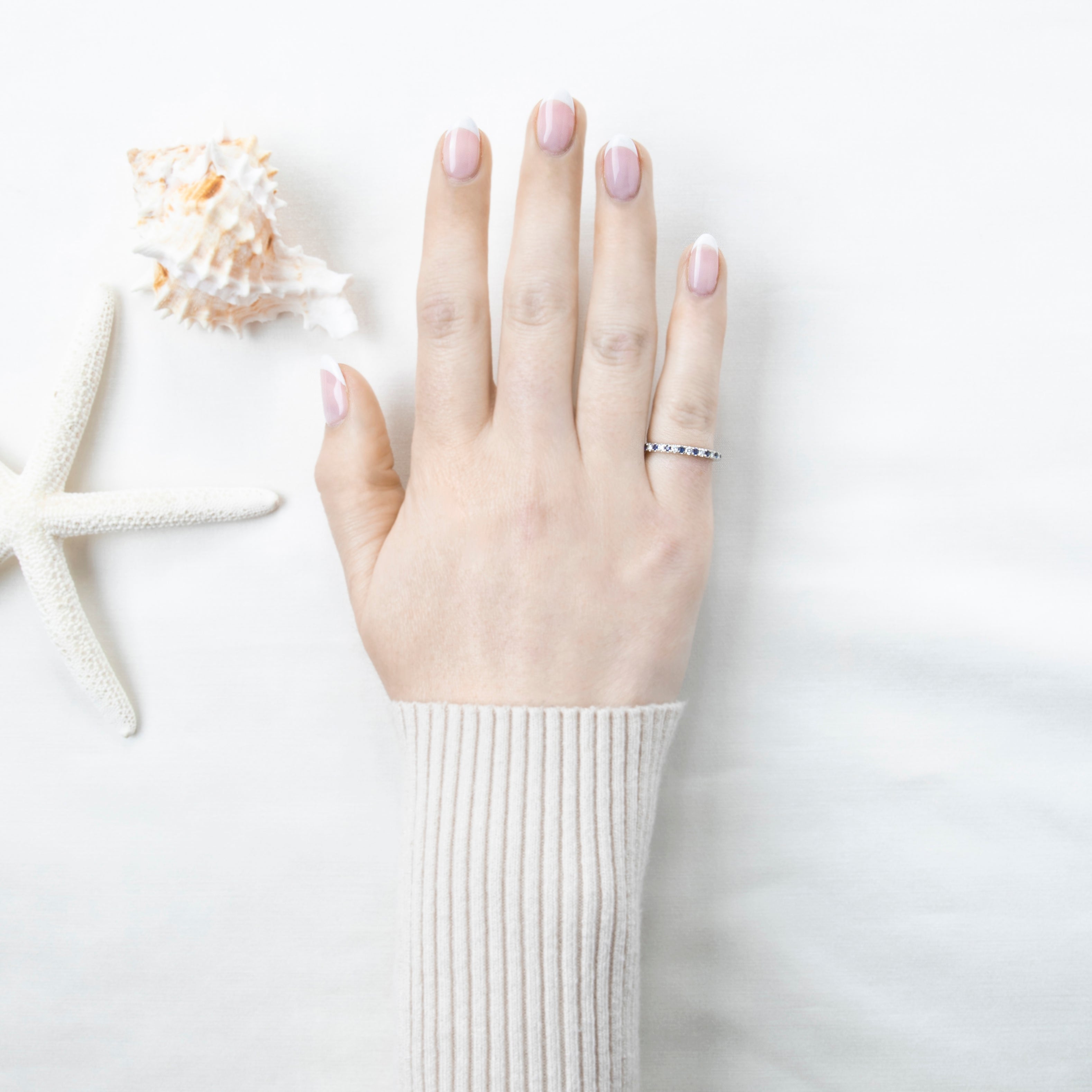 Vintage 14k White Gold Blue Sapphire Diamond Refined Band Ring 5.25、mySite、hinf8tx79