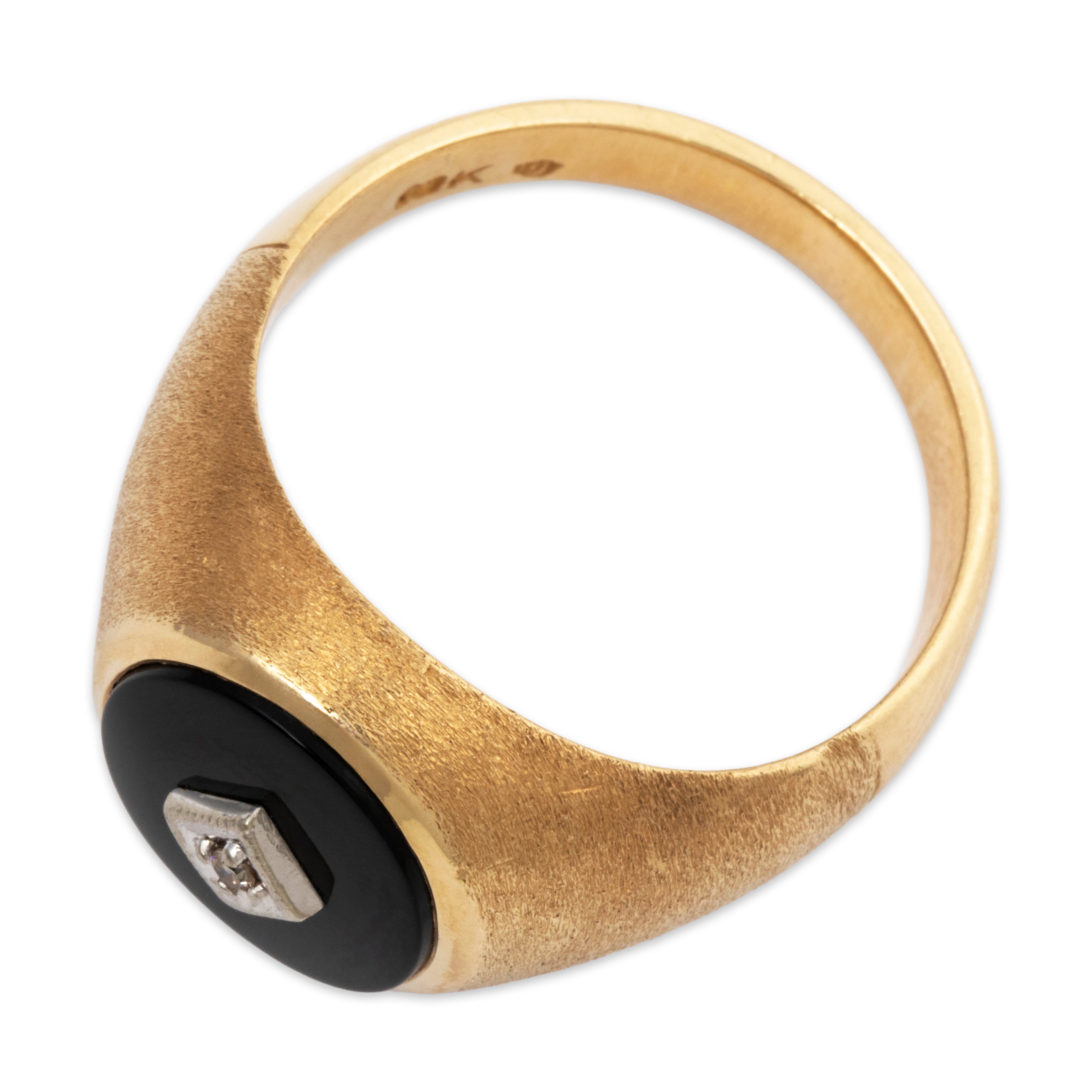 Vintage Heavy 10k Yellow Gold 1.7ct Onyx Diamond Brushed Signet Ring 10.75、mySite、hinf8tx79