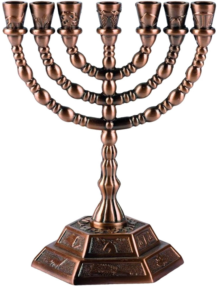 Holy Land Market Jewish Candle Sticks Menorah - 7 Branches - 12 Tribes of Israel Menorah、mySite、topwebapps
