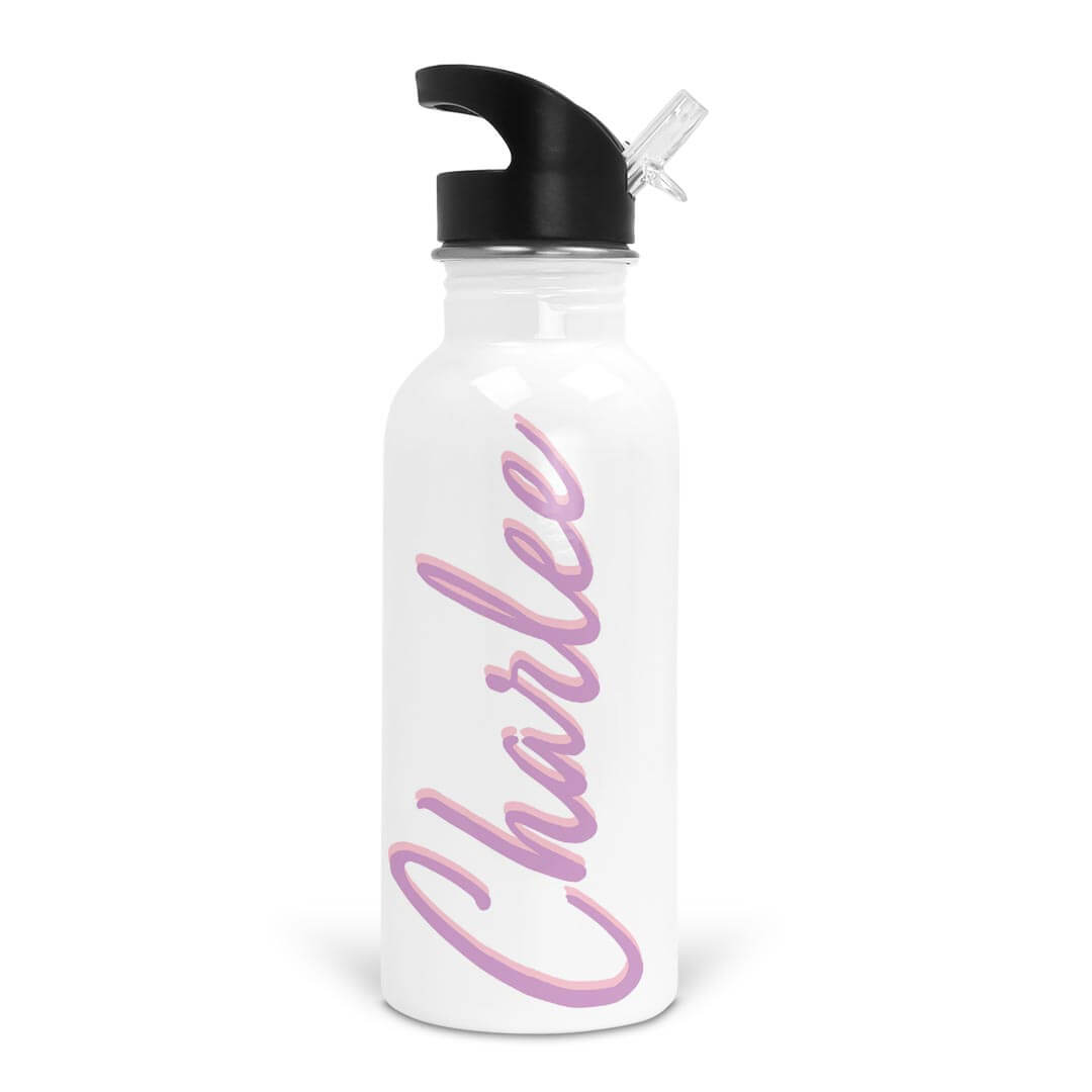  Lilac & Ballet Script Personalized Kids Water Bottle、mySite、layawaytickets