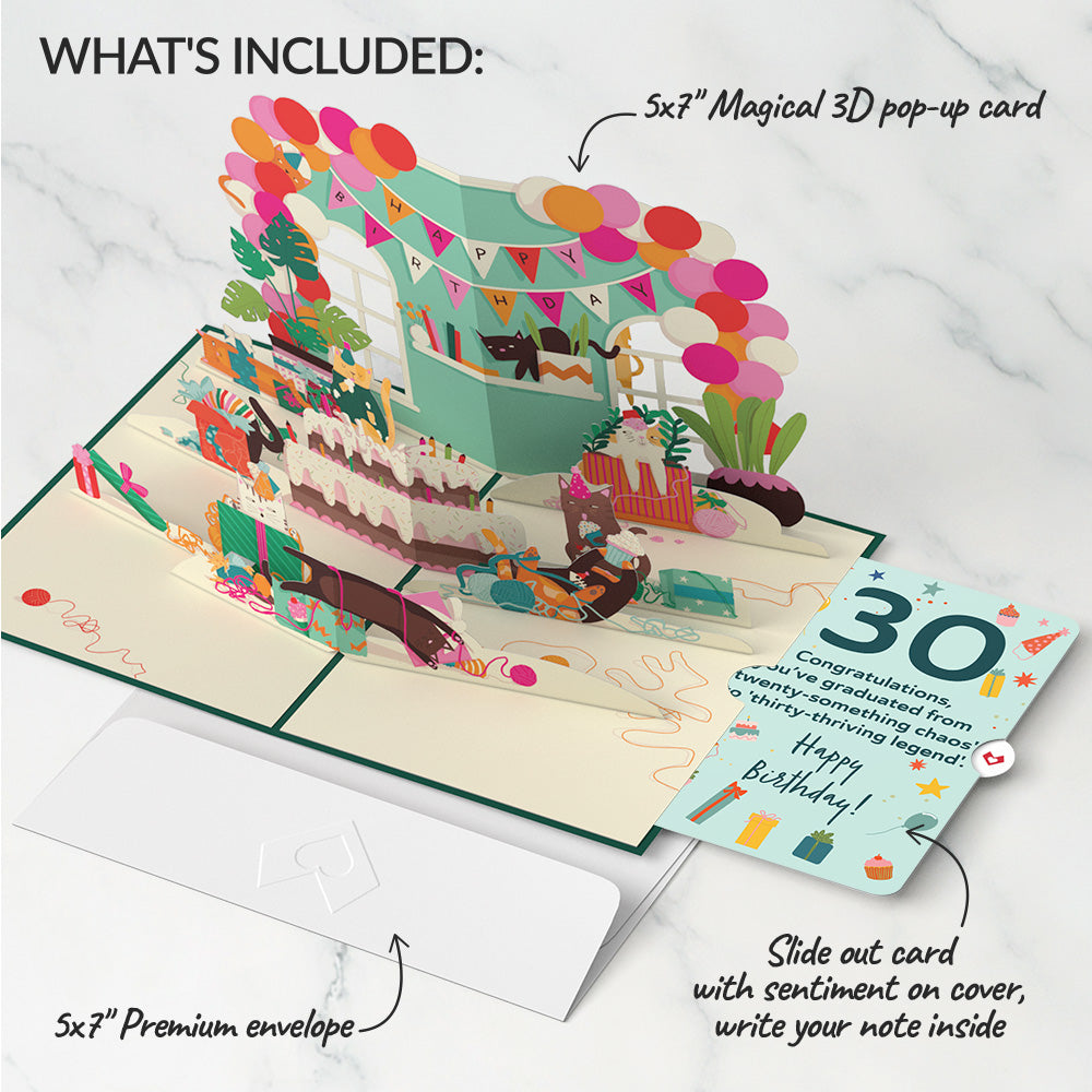 Party Cats 30th Birthday Pop-Up Card and Sentiment Set、mySite、solidvoid