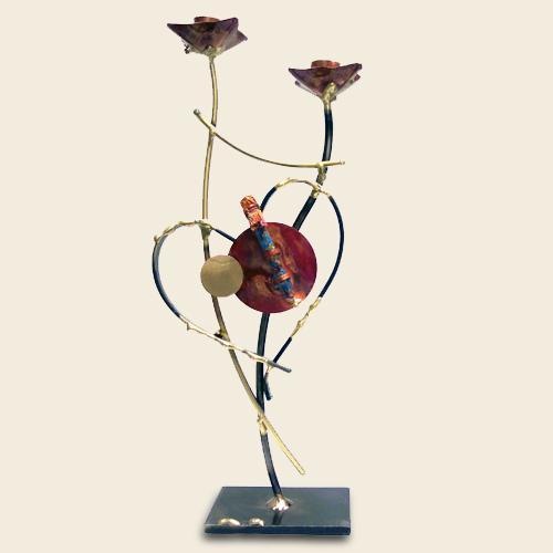 Yuri Two-Toned Heart Wedding Shabbat Candlesticks by Gary Rosenthal、mySite、topwebapps