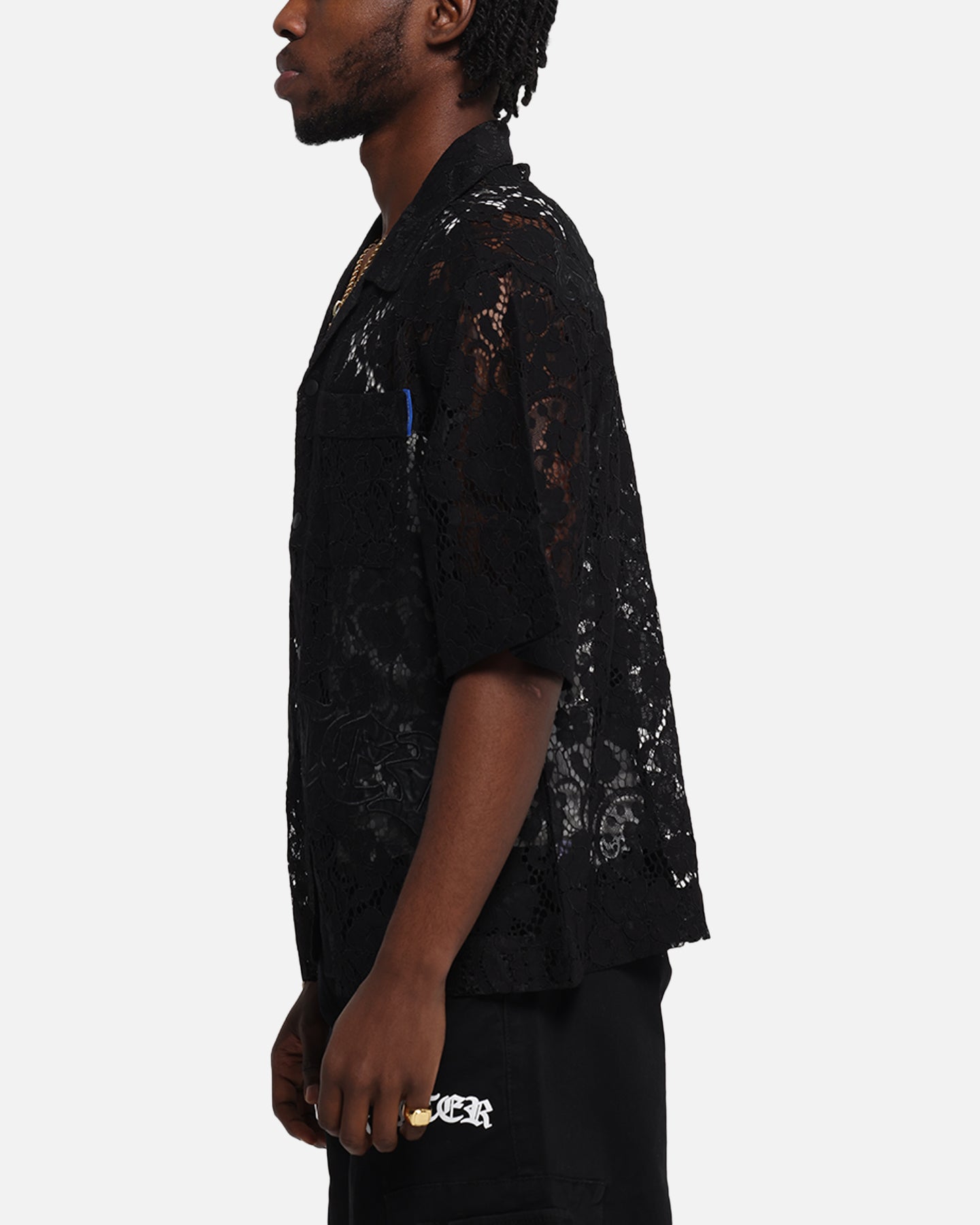 Loiter Lace Button Up Shirt Black、mySite、zt4zffjzw