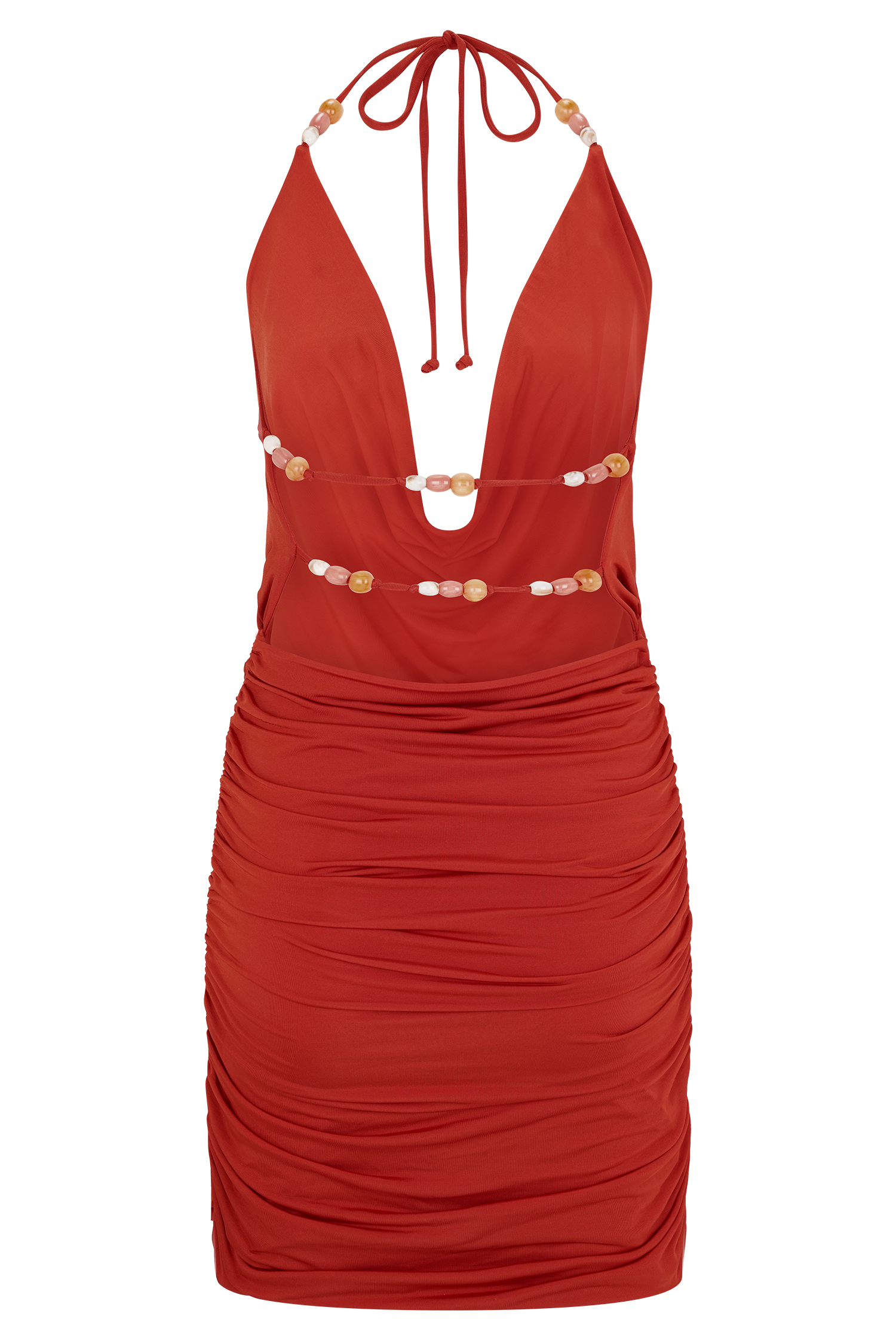 Astraeus Beaded Cowl Mini Dress - Desert Red、mySite、solidvoid