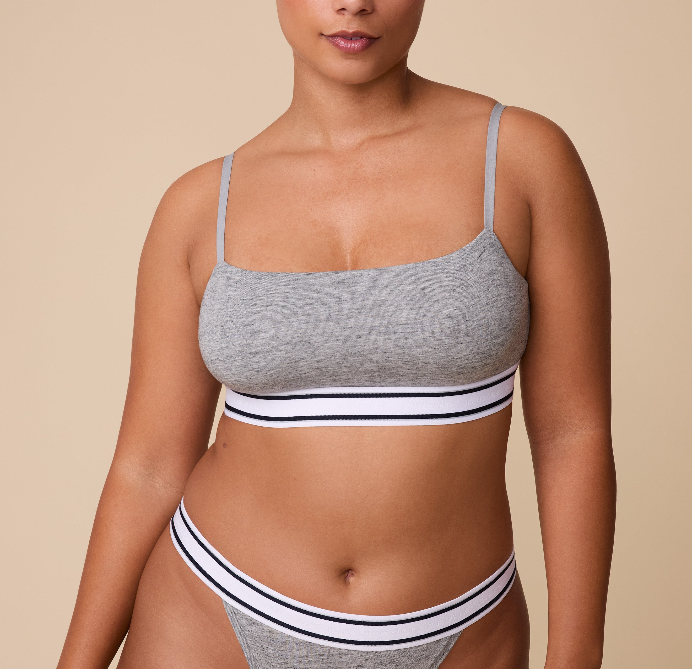 Cloud Cotton Retro Bandeau Bralette - Heather Charcoal、mySite、bengalsvssteelers