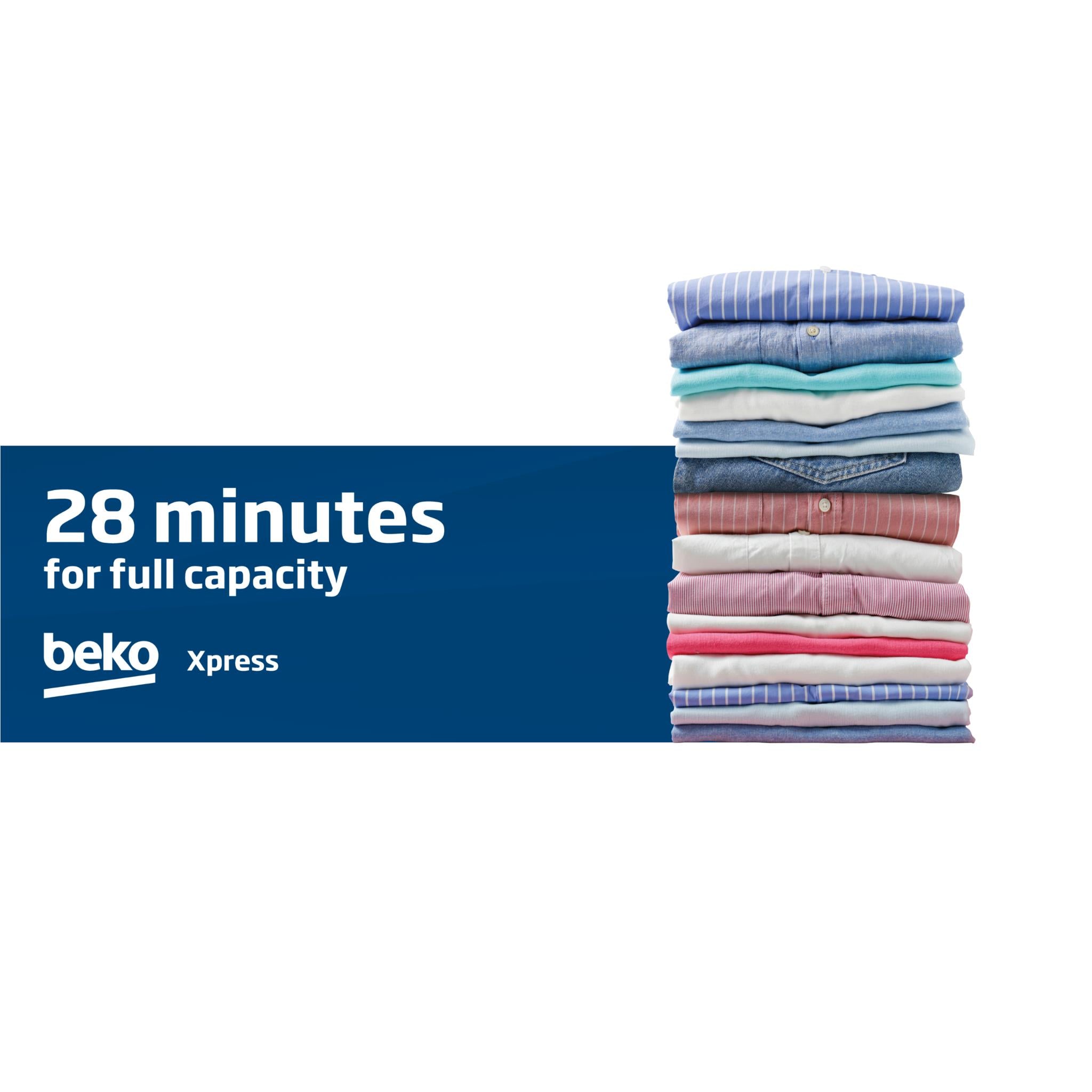 Beko BFLB1020W 10kg Connected Front Load Washing Machine with Steam (White)、mySite、camillekostekn