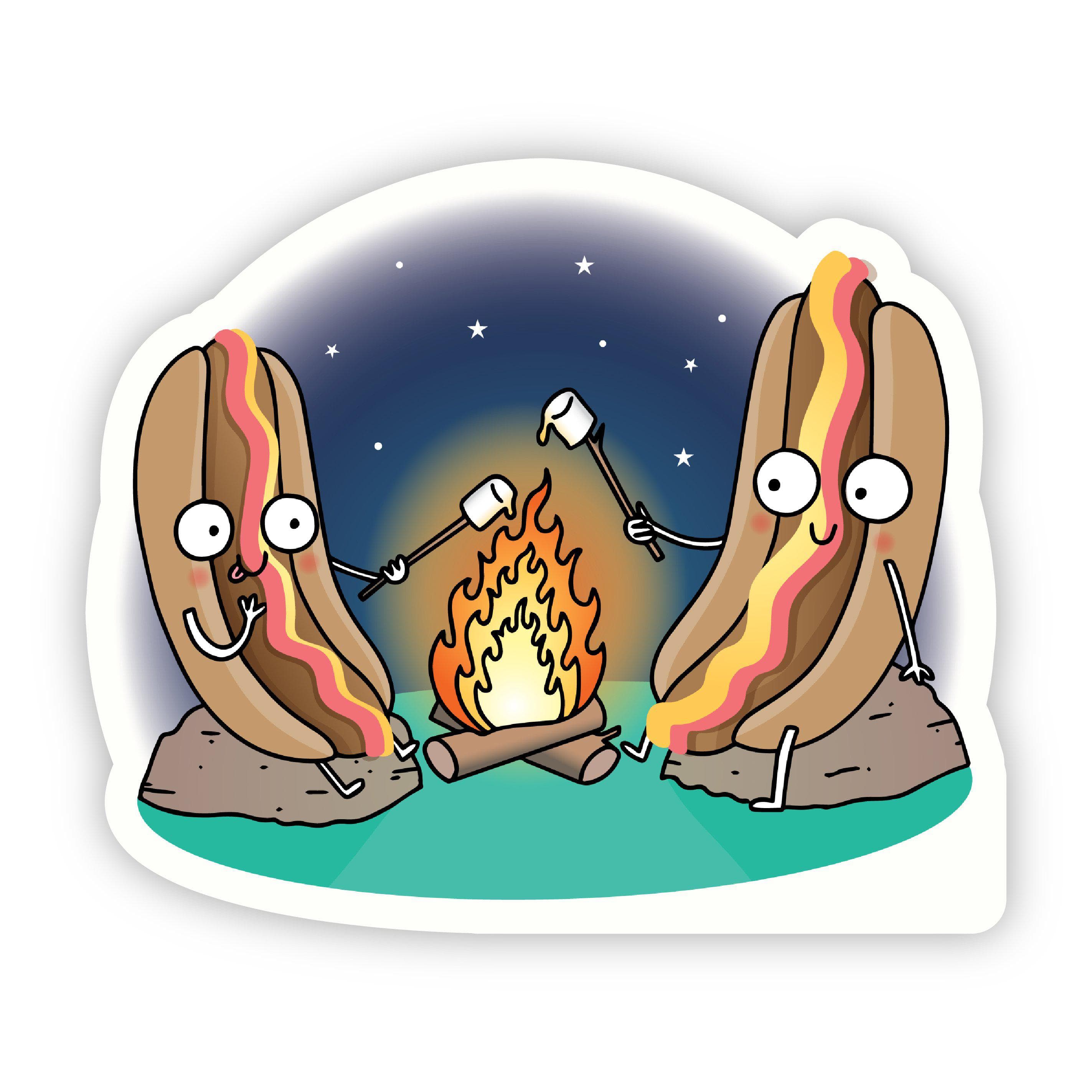  Hot Dogs Roasting Marshmallows Nature Sticker、mySite、elrpsem3k