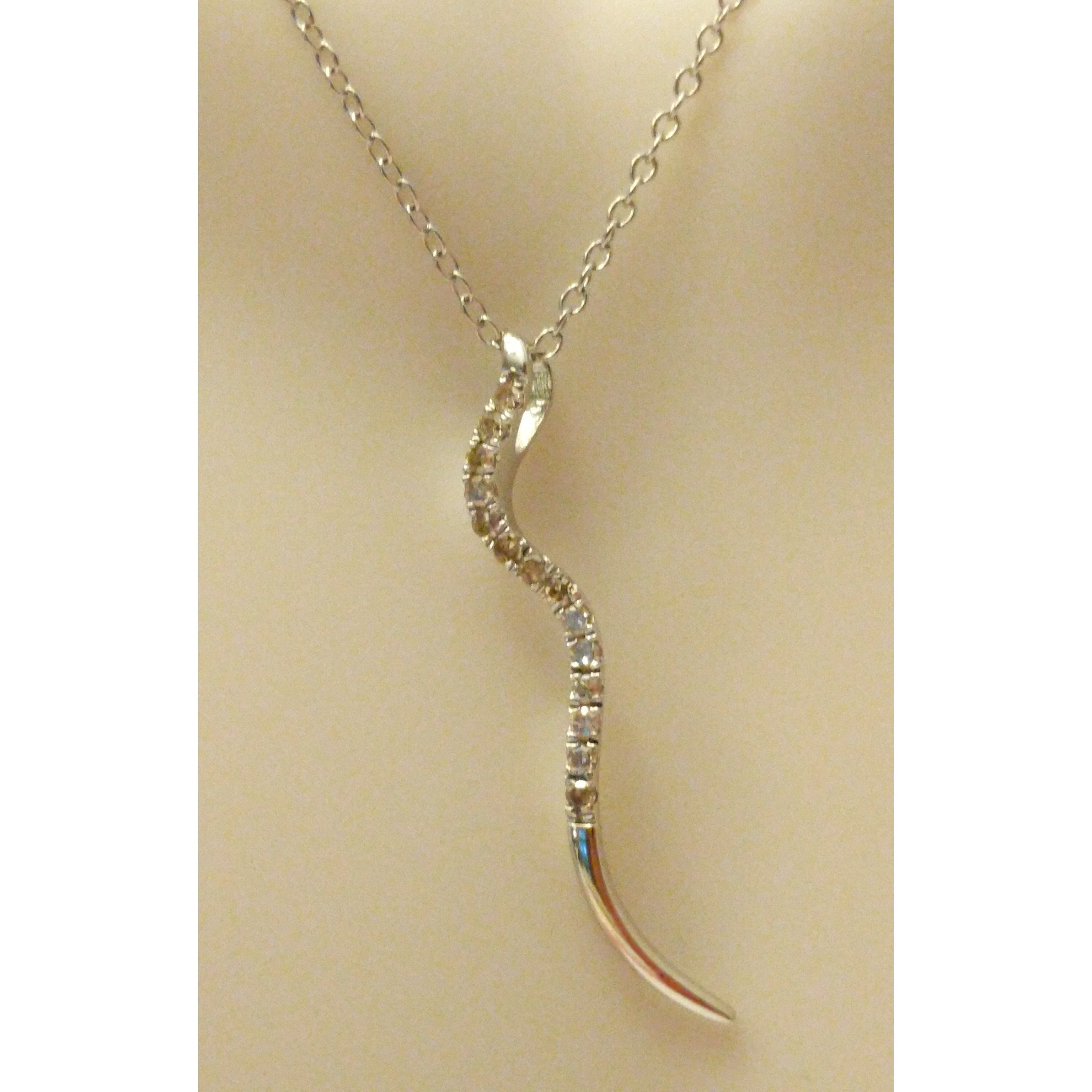 Genuine Diamond SNAKE Pendant in Affordable Sterling Silver--Sparkly and Beautiful!、mySite、g9winljtr
