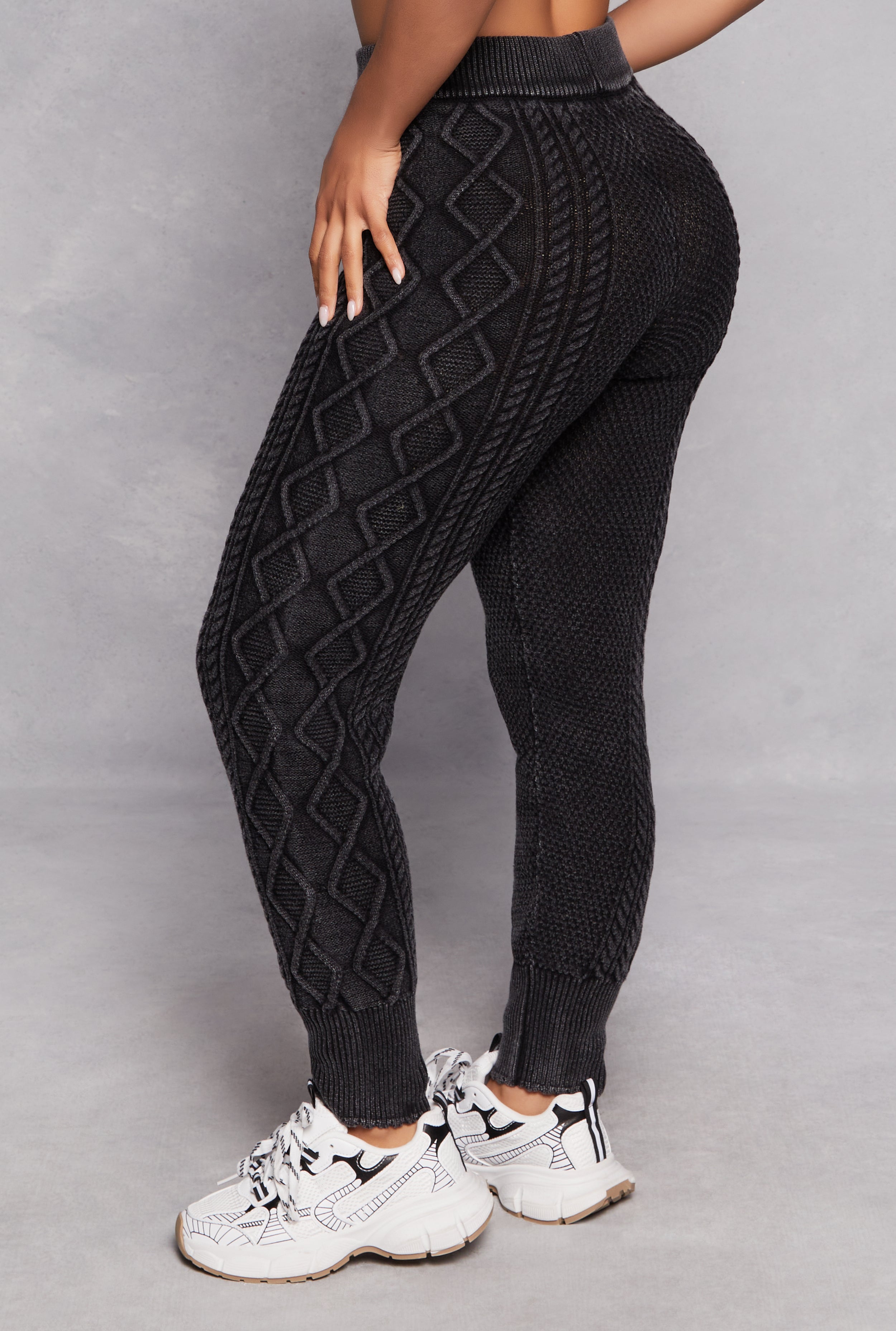 Acid Wash Cable Knit Joggers、mySite、camillekostekn