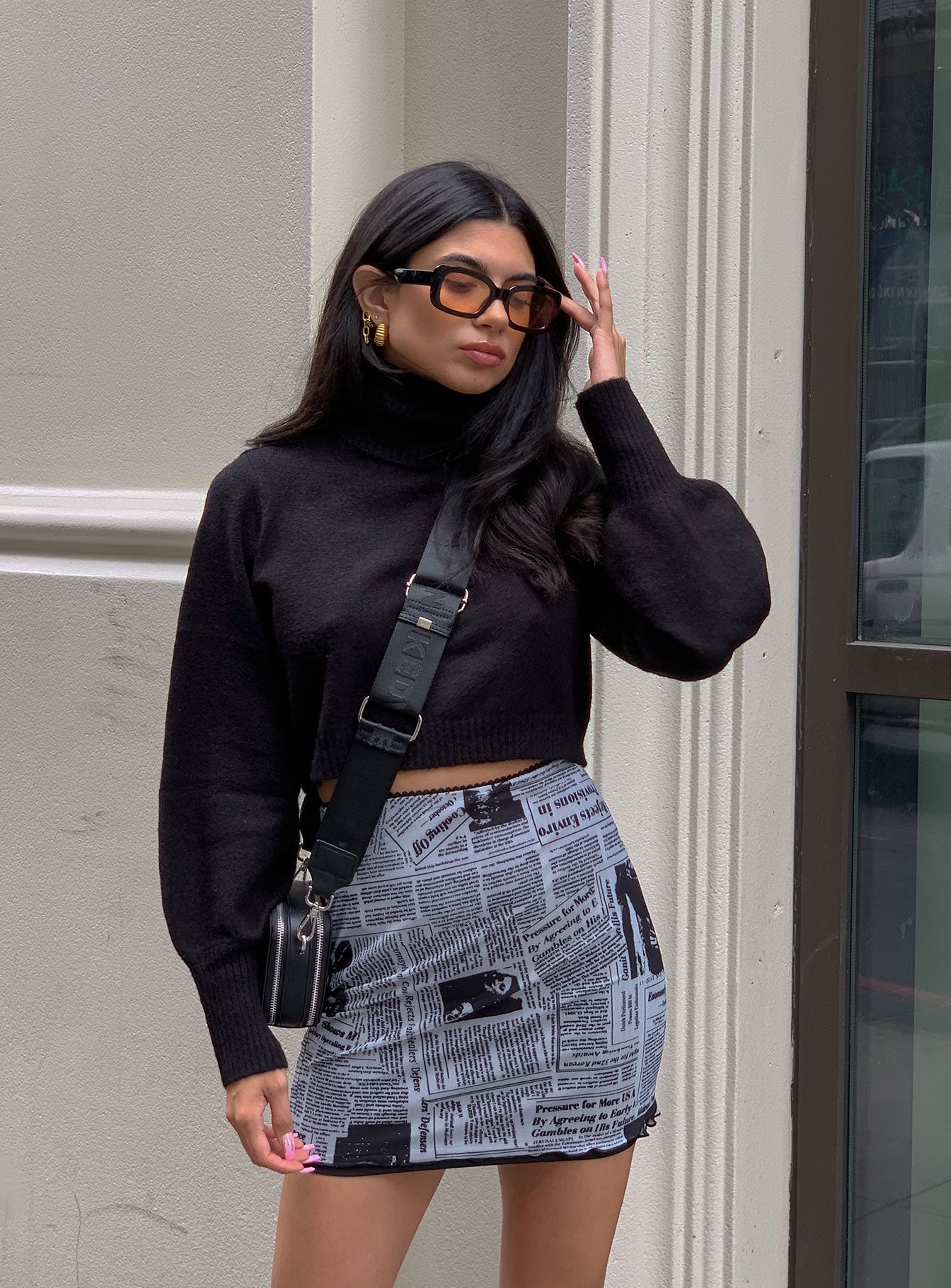 Zahara Cropped Turtleneck Sweater Black Petite、mySite、solidvoid