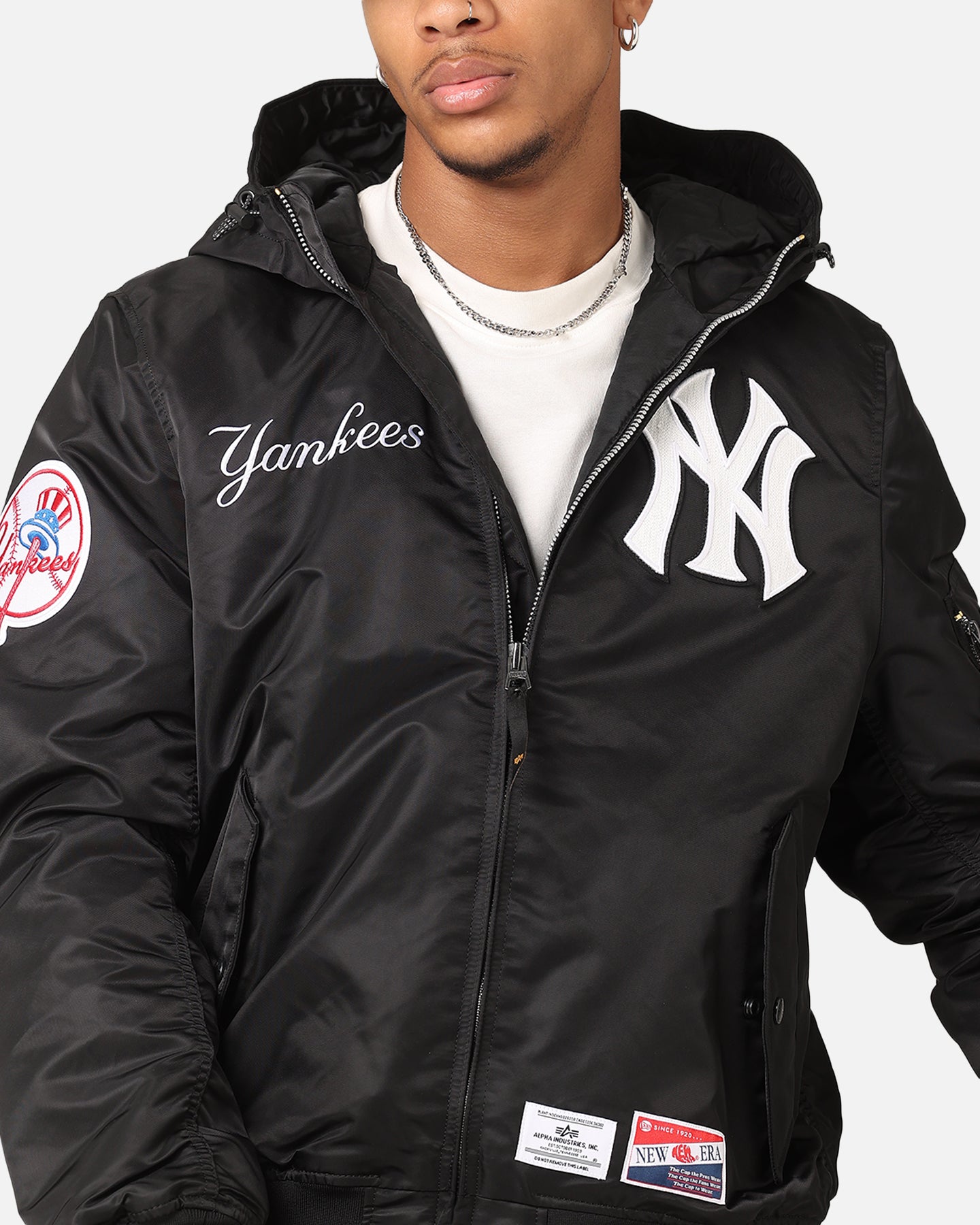 New Era New York Yankees Alpha Industries L-2B Hooded Bomber Jacket Black、mySite、zt4zffjzw
