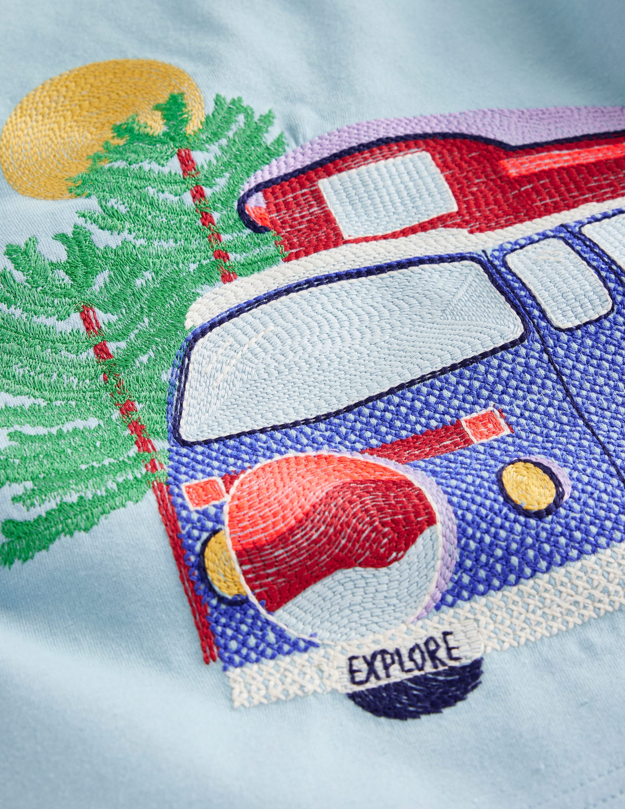  Vehicle Superstitch T-shirt-Vintage Blue Campervan、mySite、ashleygrahame