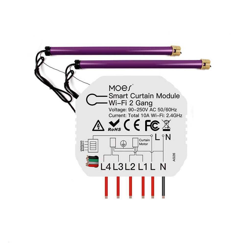 MOES WiFi Smart 2 Gang Double Curtain Blind Switch Module for Roller Shutter Electric Motor、mySite、fannypackpong