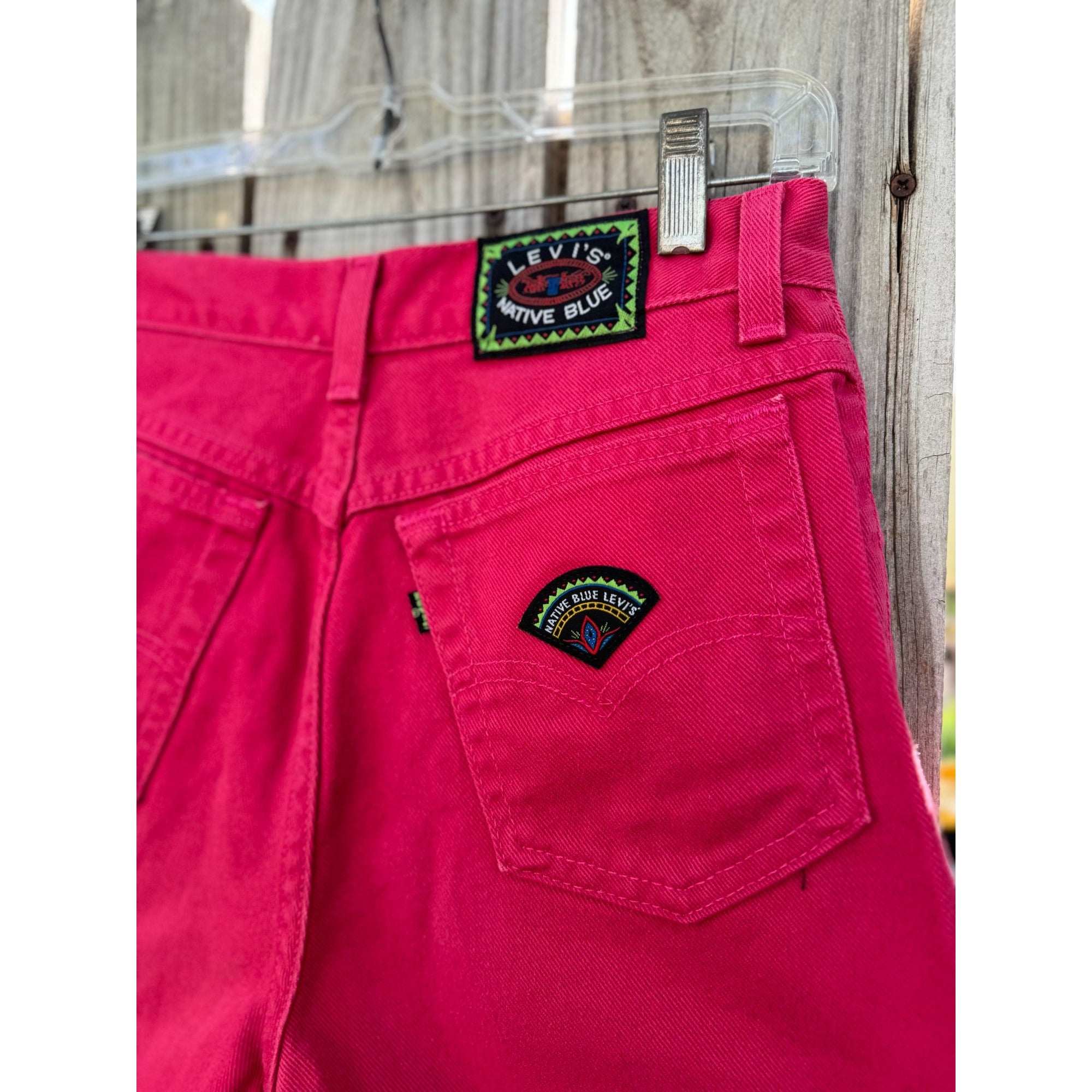 80's Levi's Native Blue Hot Pink Cut Off Raw Hem Denim Jean Shorts 9、mySite、garagedoors4me