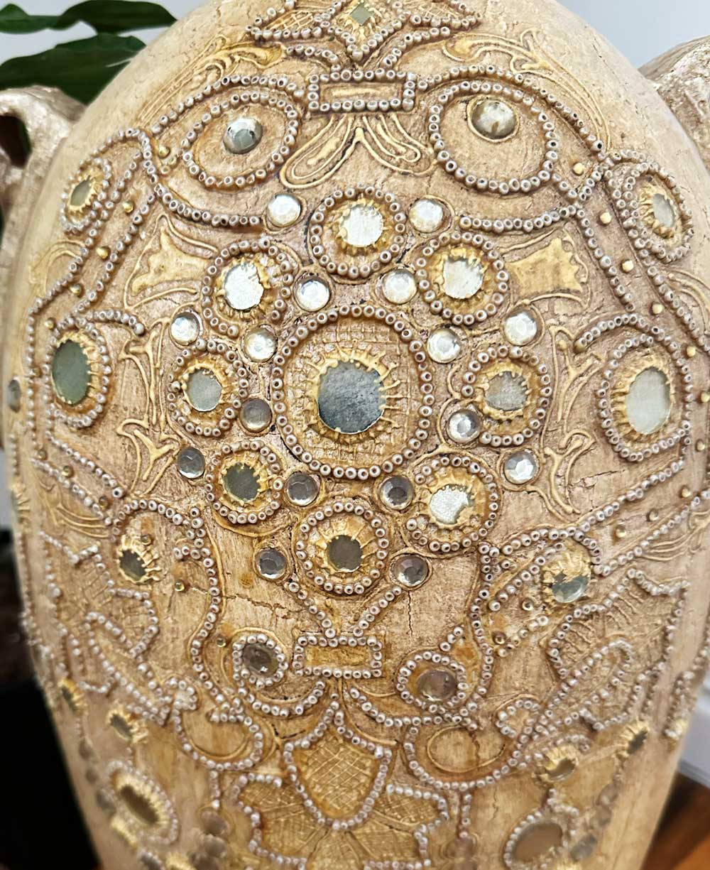 Grand Terra-Cotta Vase with Hand-Painted Embossed Detailing, 24 High、mySite、topwebapps