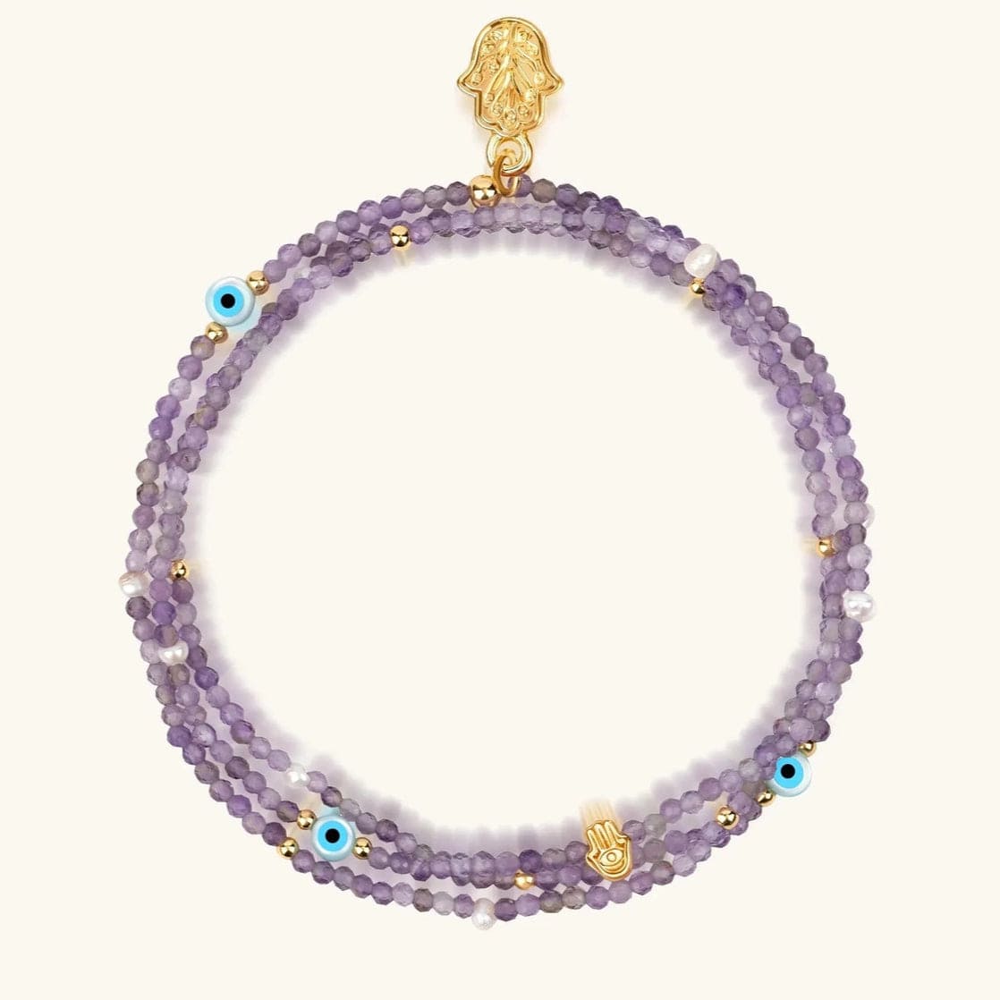 Harmonious Spirit Amethyst Hamsa and Evil Eye Bracelet、mySite、topwebapps