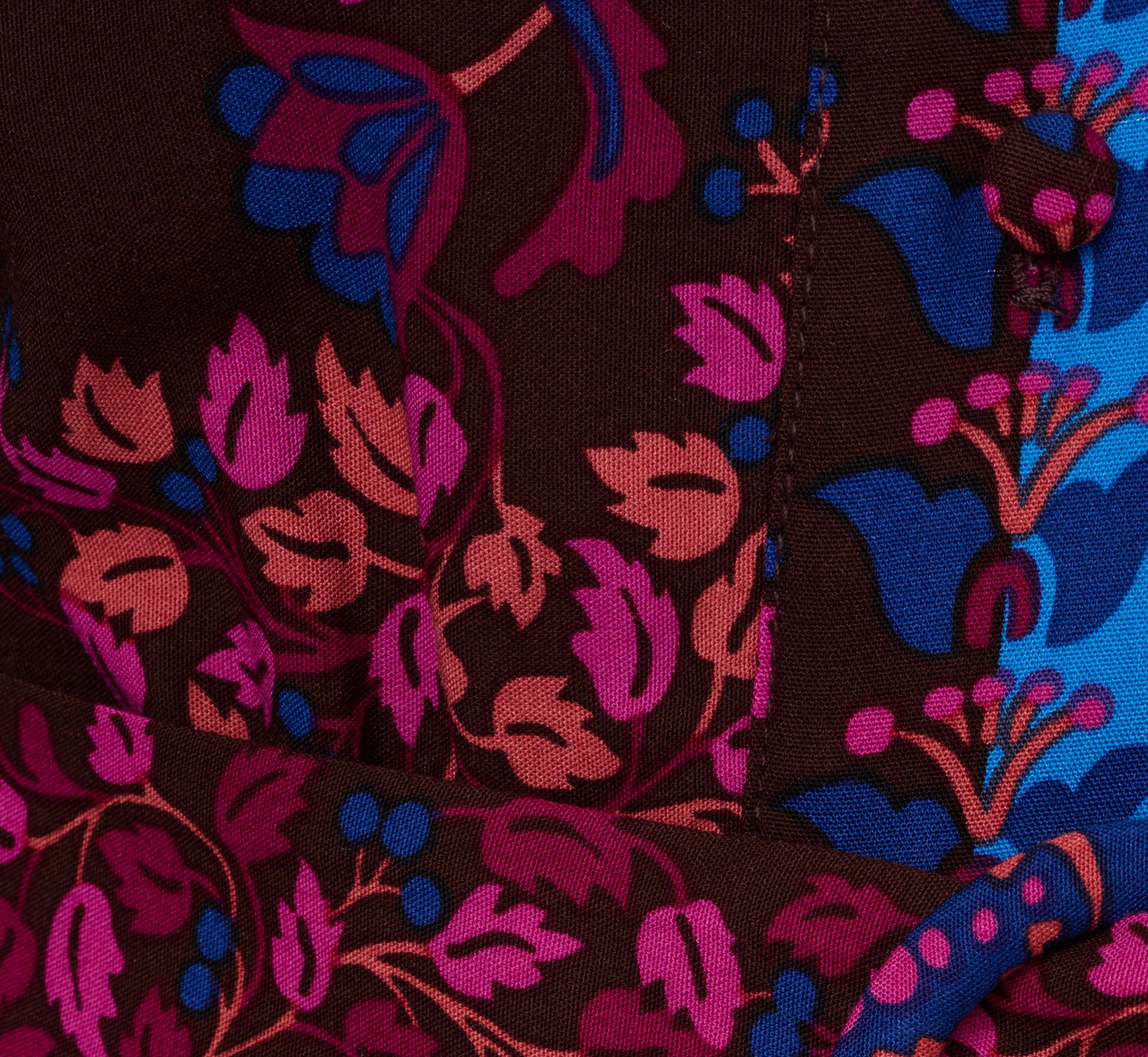 Abstract Print Button Down Dress With Three Quarter Bell Sleeves In Brown Multi、mySite、solidvoid