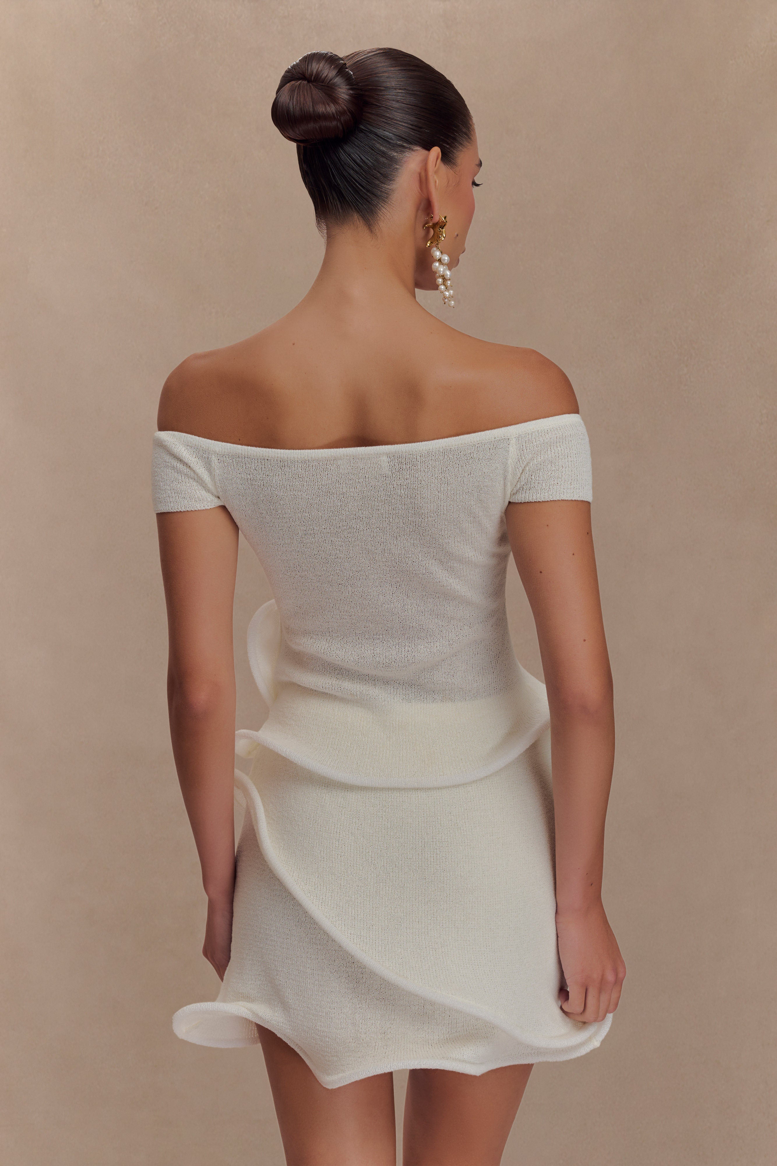 Haisley Off Shoulder Knit Top - Ivory、mySite、solidvoid