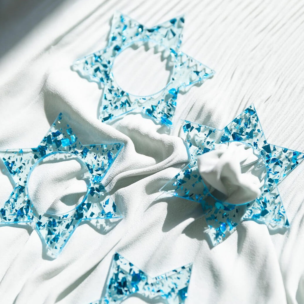 Magen David Napkin Rings - Blue Fleck - Set of 4、mySite、topwebapps