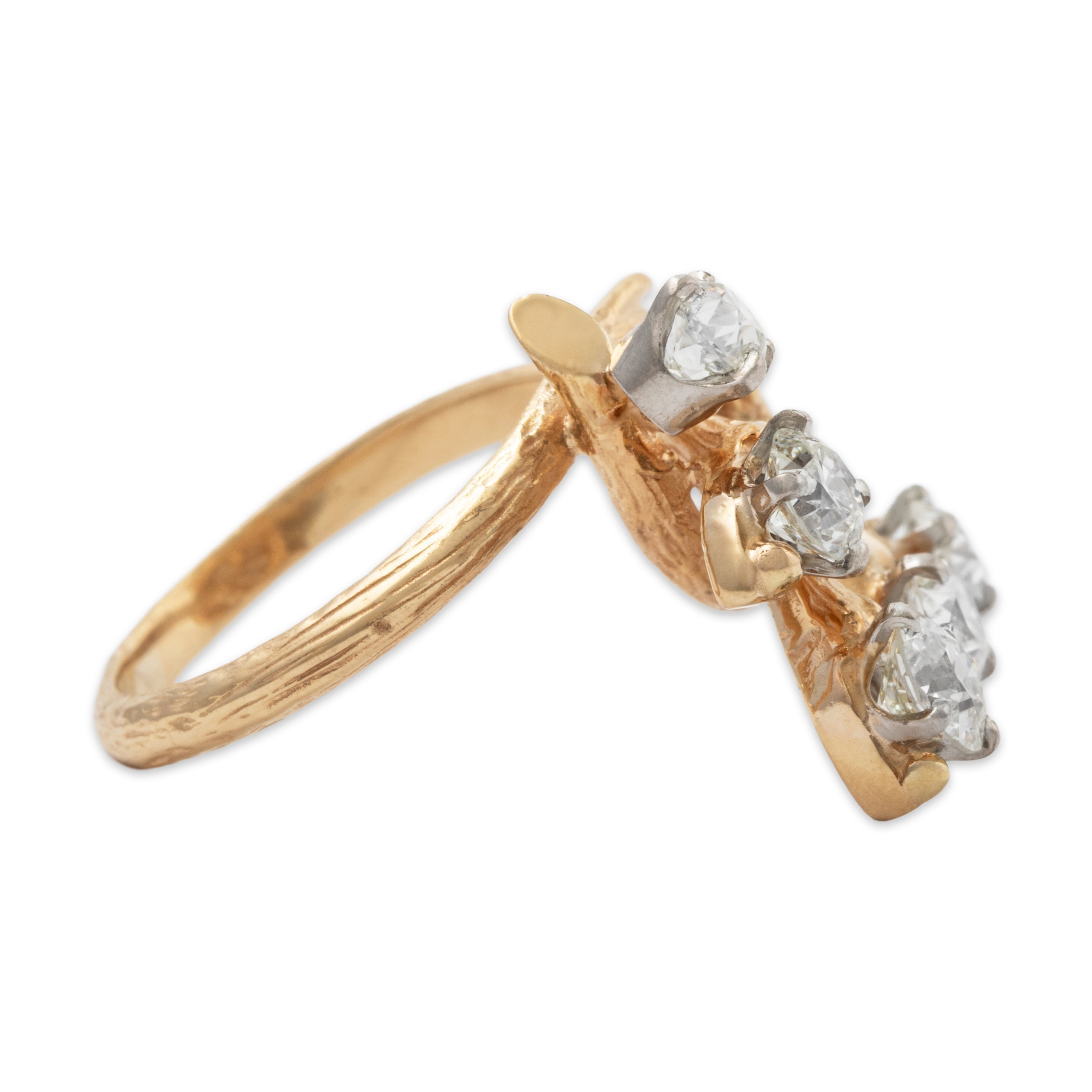 Vintage Spectacular Large 14k Yellow Gold 1.60cttw Old Mine Diamond Ring 6.75、mySite、hinf8tx79