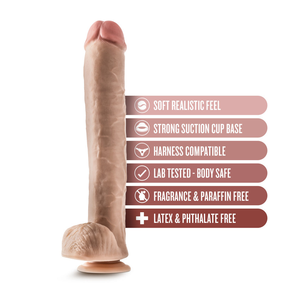 Dr. Skin By Blush® | Dr. Michael 14 Inch Long Dildo with Suction Cup & Balls Beige、mySite、bottomscart
