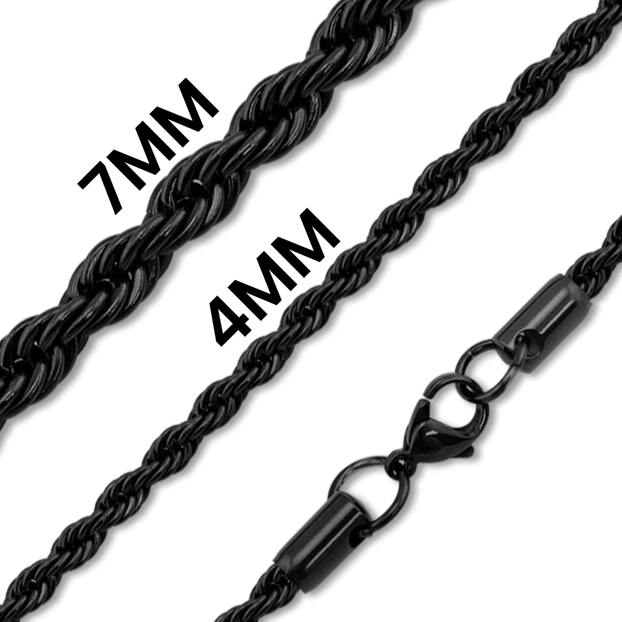 Black Stainless Steel Rope Chain Necklace / CHN9704、mySite、dreamappss