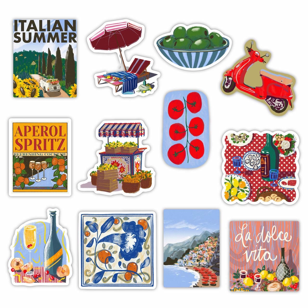  Italian Summer Sticker 12 Pack、mySite、ghnorth