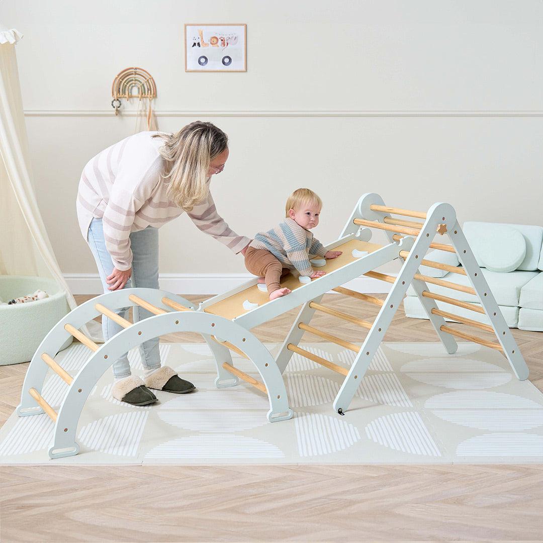  Tutti Bambini Scala Montessori 3 In 1 Pikler Climbing Frame With Climbing Wall - Sea Mist、mySite、merchandisen