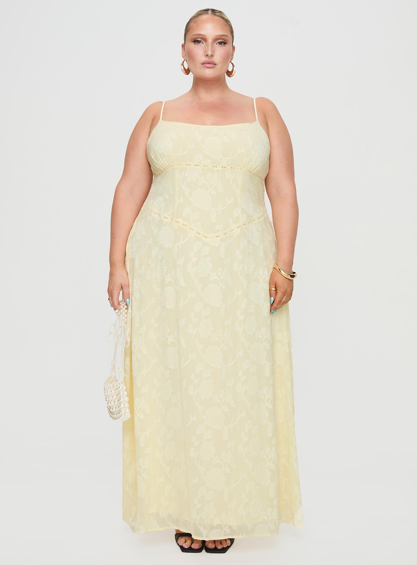 South Of France Maxi Dress Yellow Curve、mySite、solidvoid