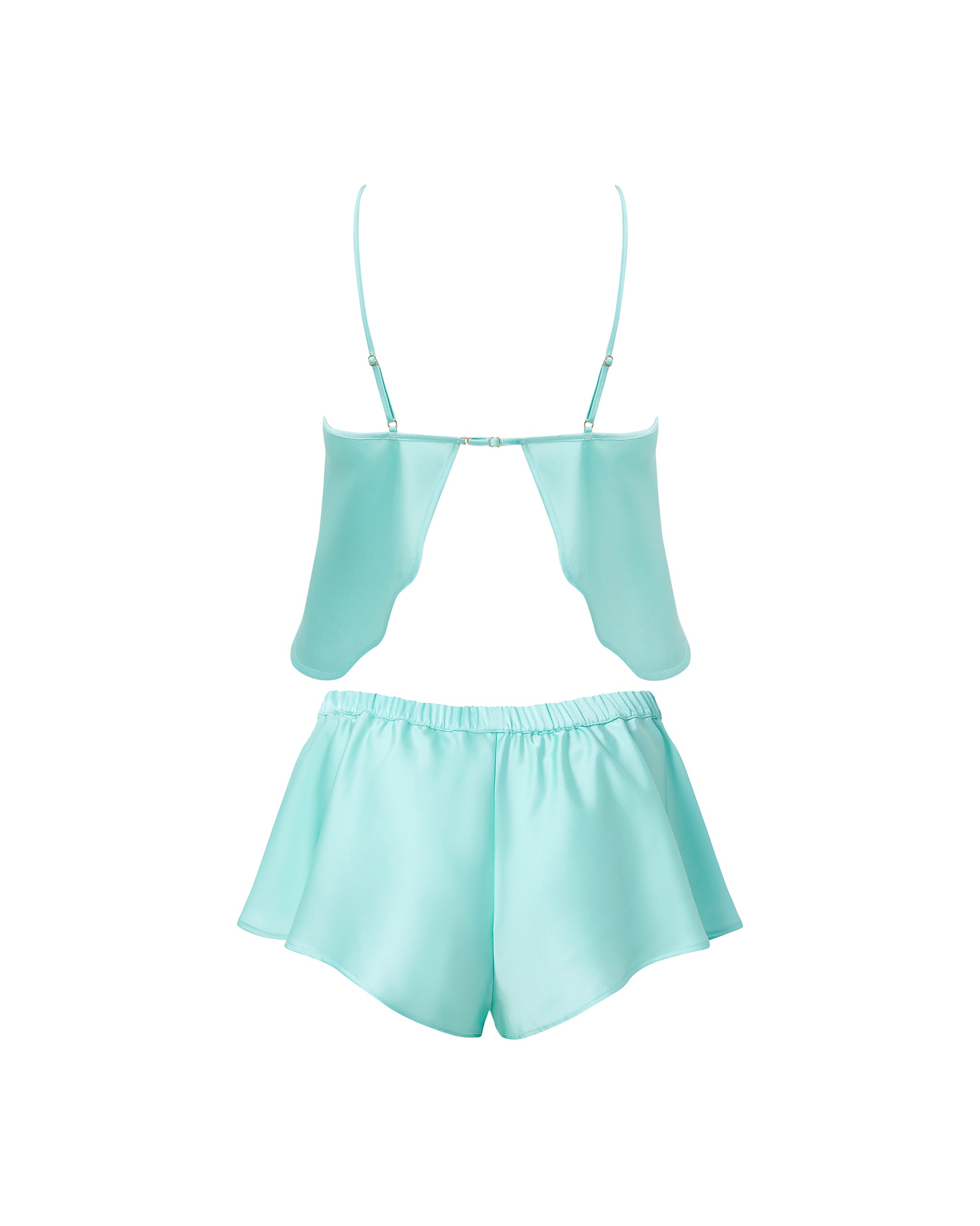 Leonora Luxury Satin Cami and Short Set Island Paradise Blue/Sheer、mySite、bengalsvssteelers