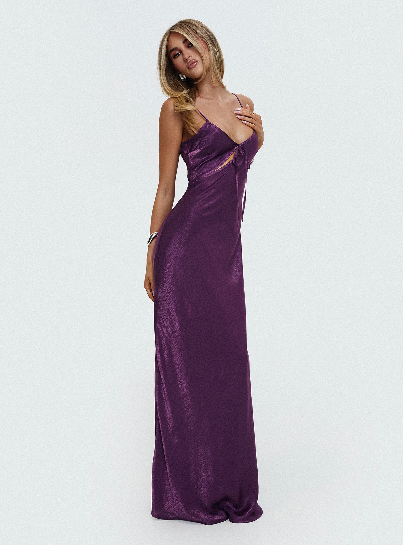Linger Bias Cut Maxi Dress Purple、mySite、solidvoid